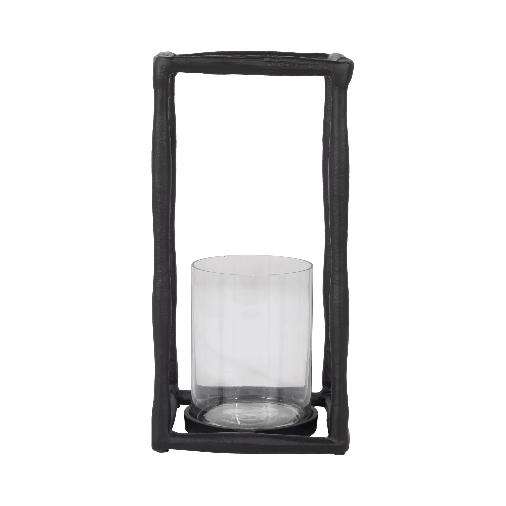 Metal, 12" Open Square Hurricane Holder, Black - Image 3
