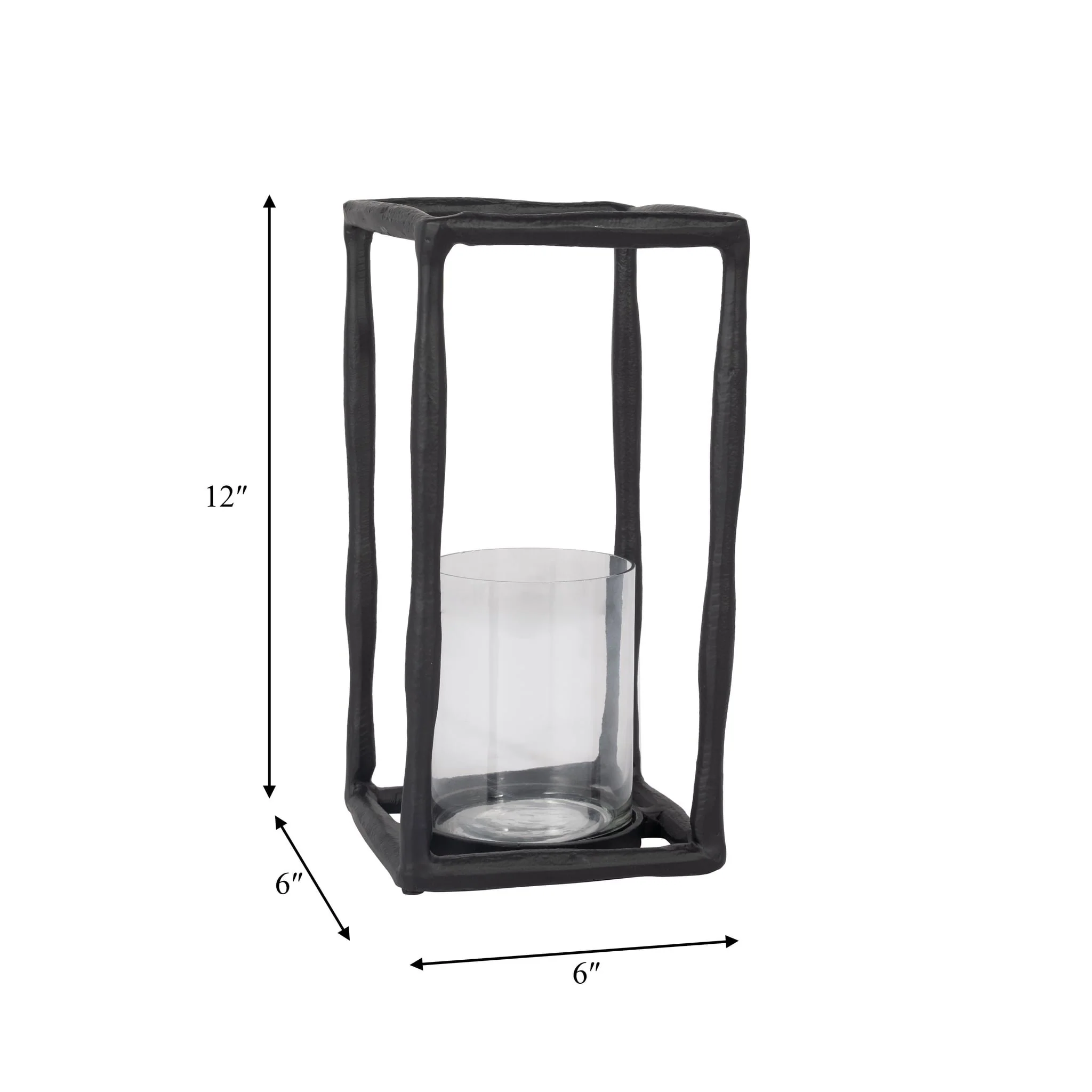 Metal, 12" Open Square Hurricane Holder, Black - Image 9