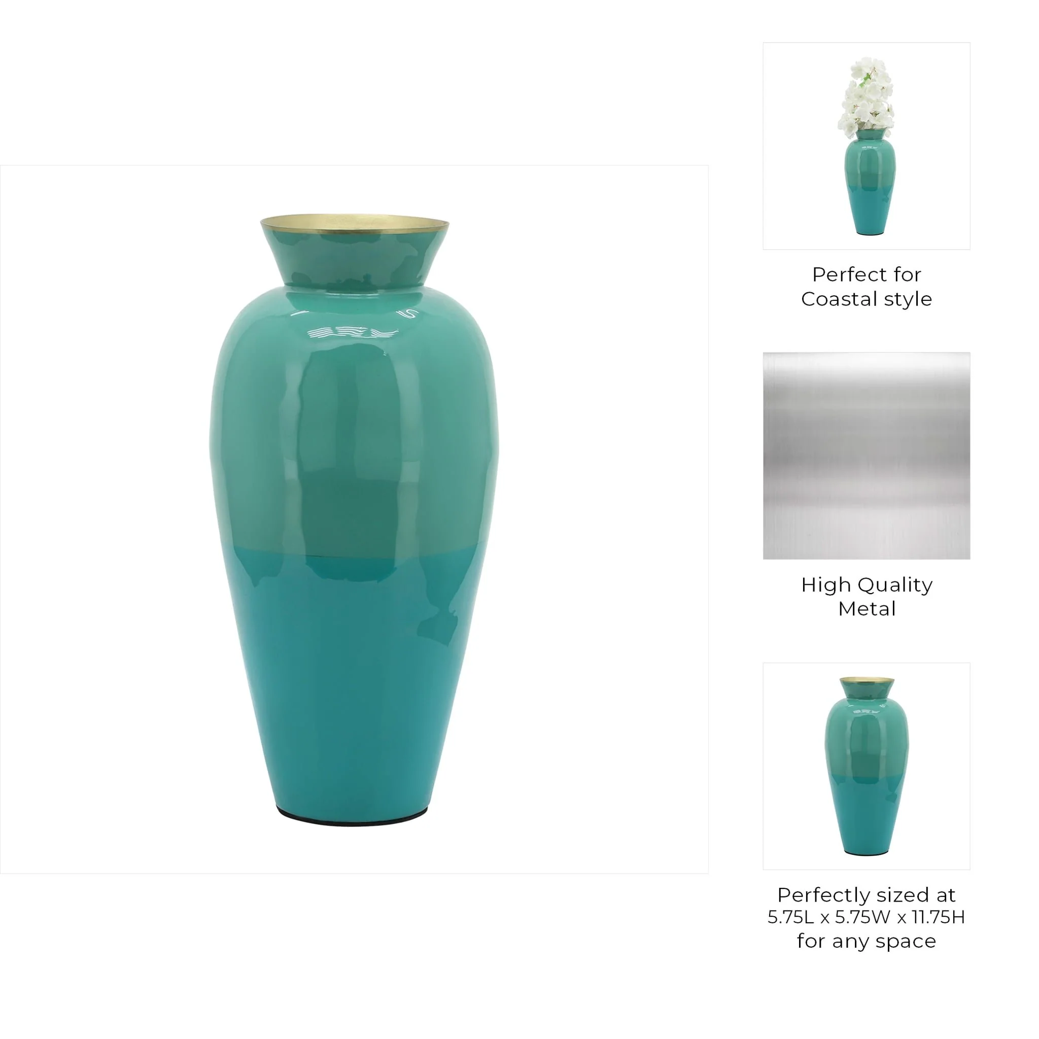 Metal 12" Posy Vase, Green - Image 9