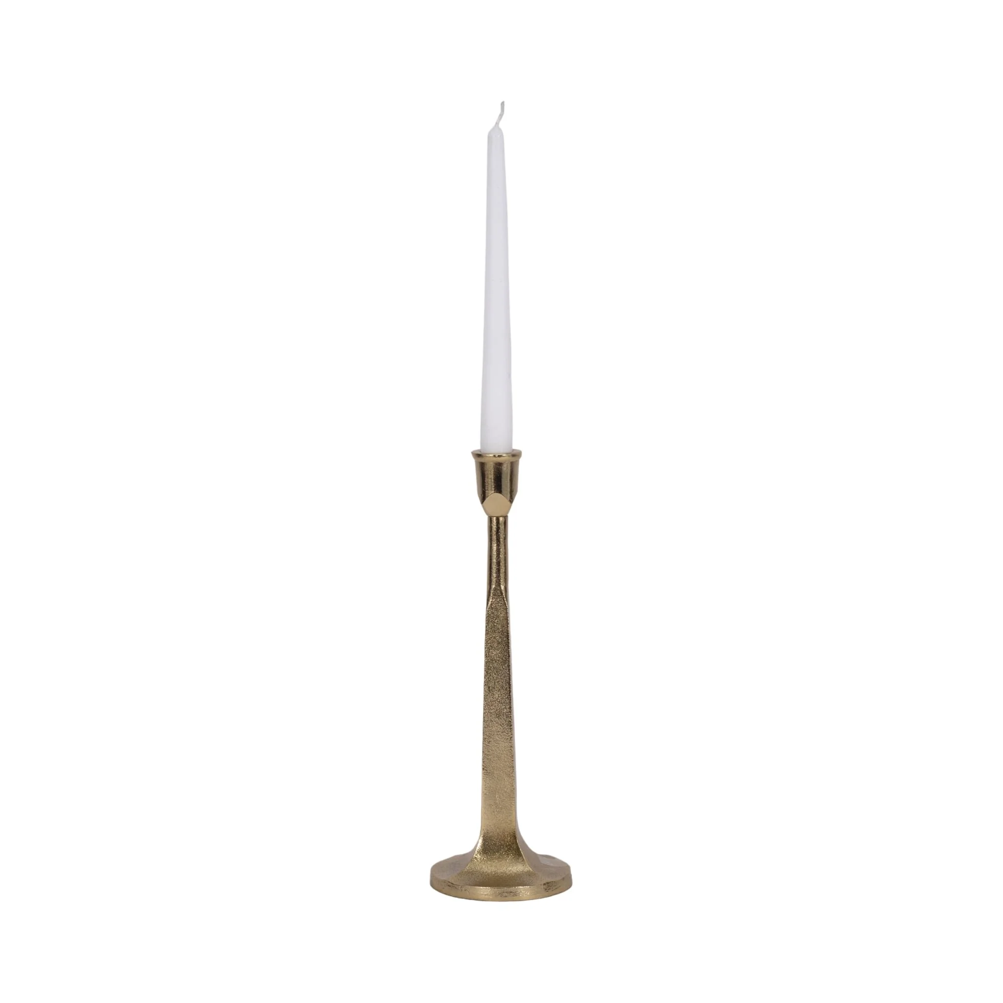 Metal, 12" Squared Off Taper Candleholder, Gold - Image 2
