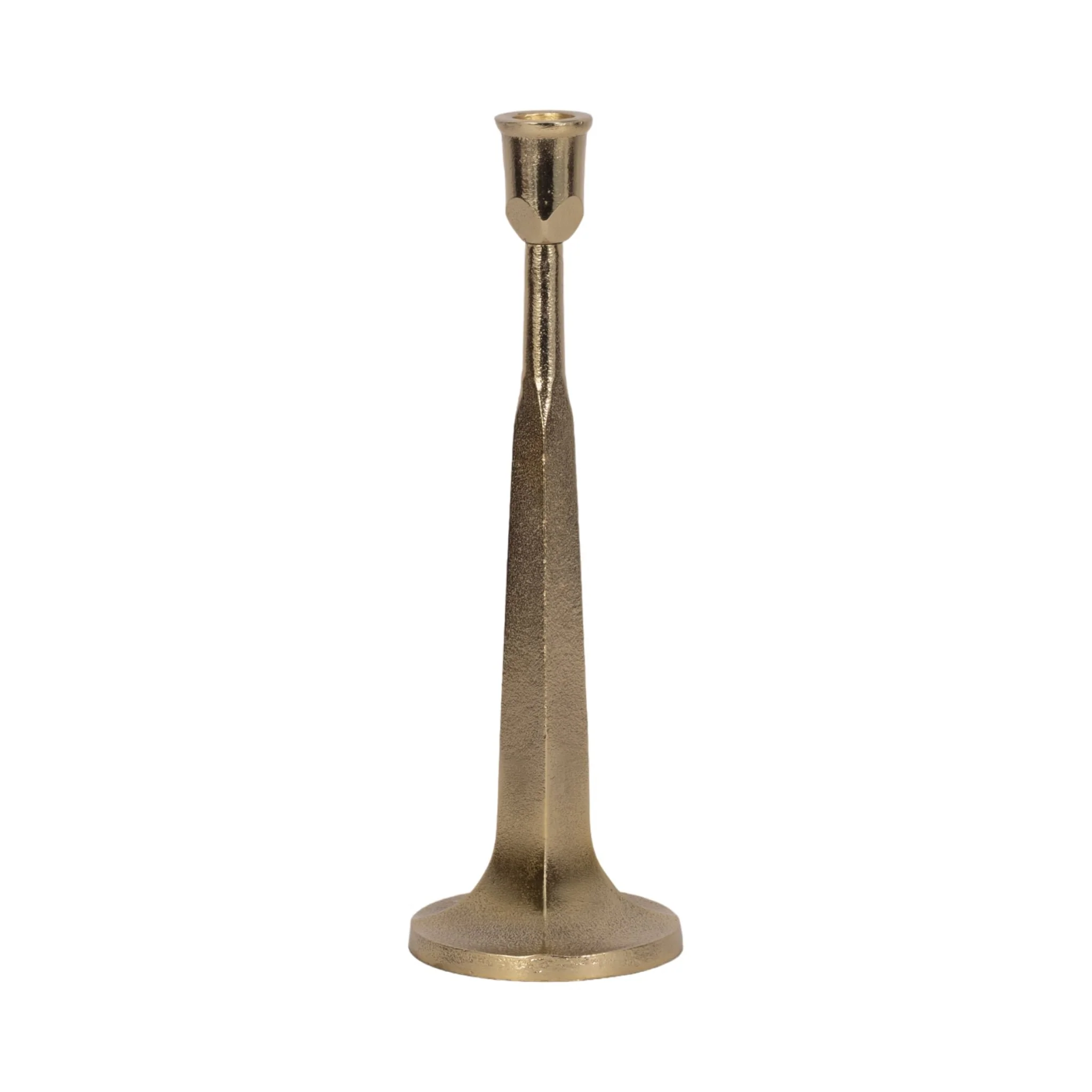 Metal, 12" Squared Off Taper Candleholder, Gold - Image 3