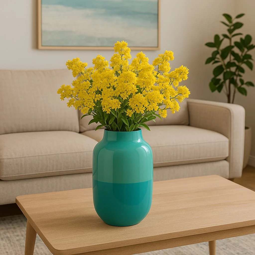 Metal 12" Urn Vase, Green - Image 10