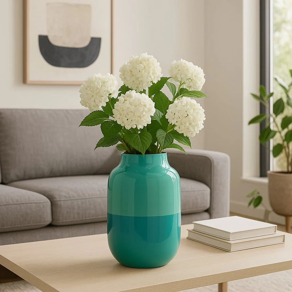 Metal 12" Urn Vase, Green - Image 11