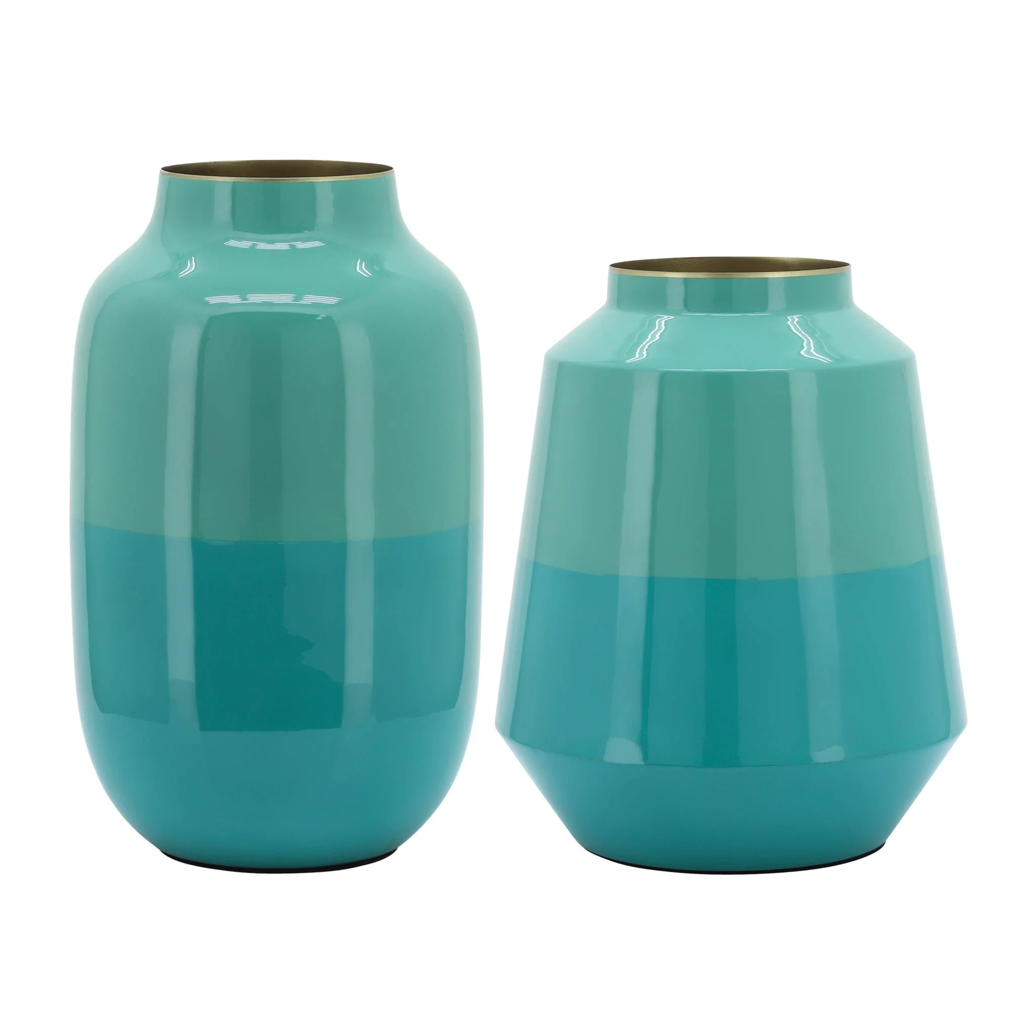 Metal 12" Urn Vase, Green - Image 7