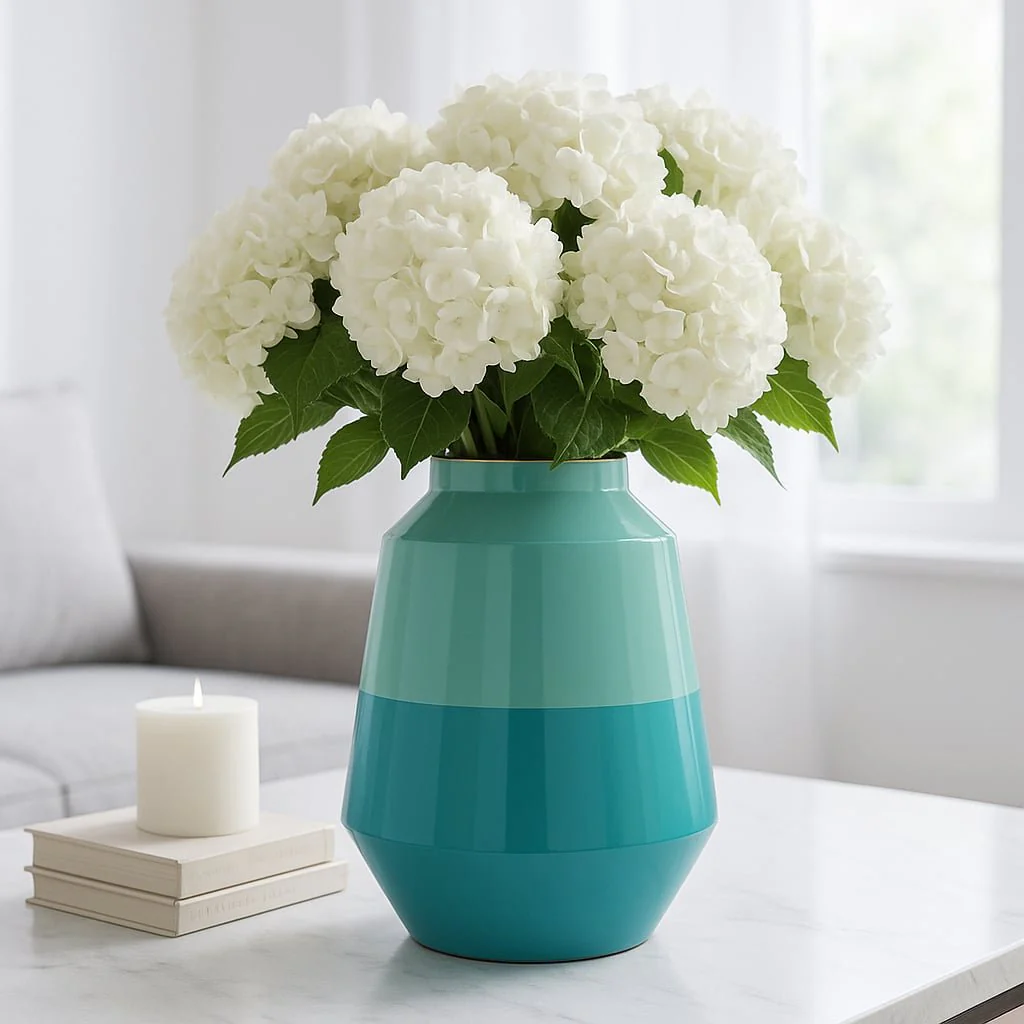 Metal 12" Vessel Vase, Green - Image 2