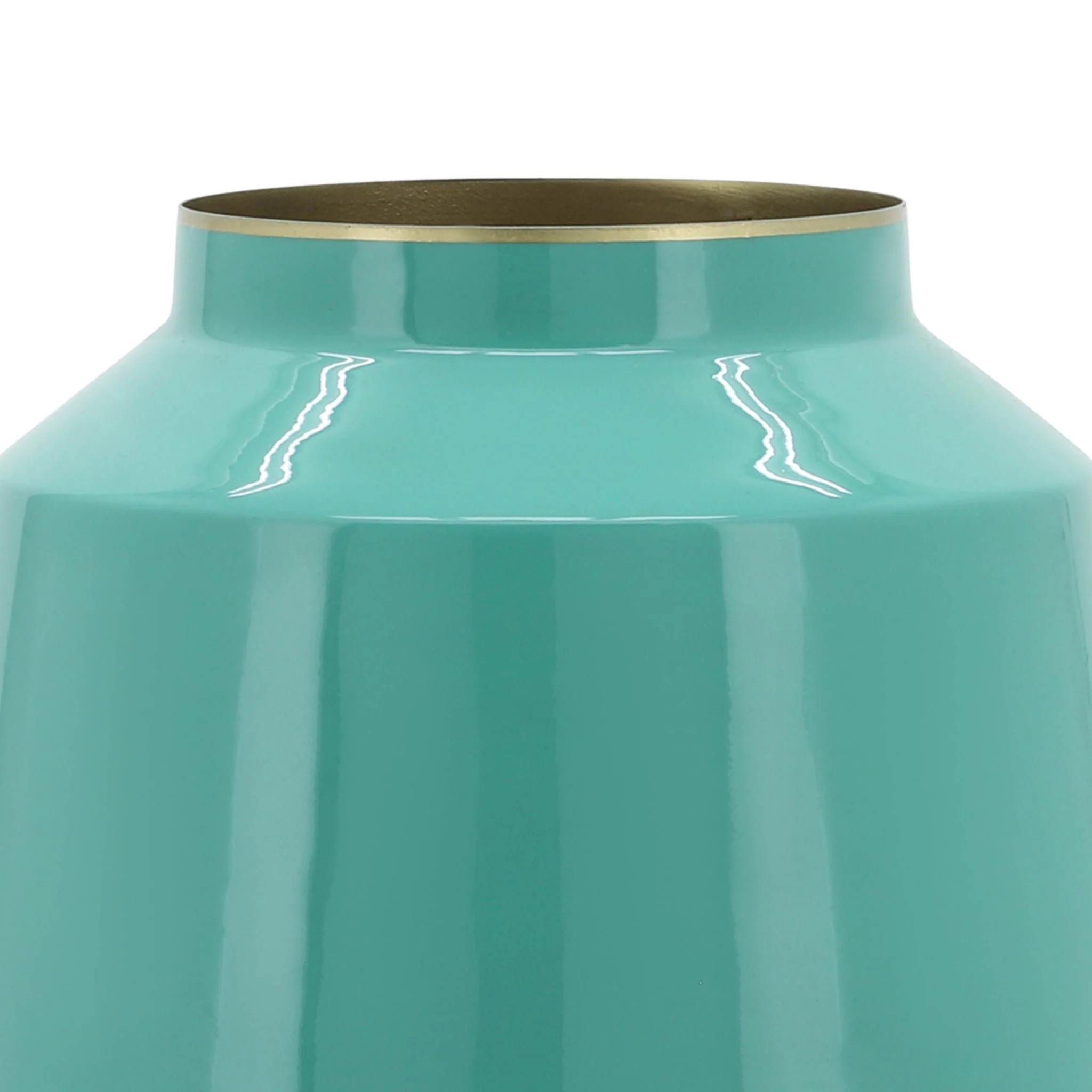 Metal 12" Vessel Vase, Green - Image 5