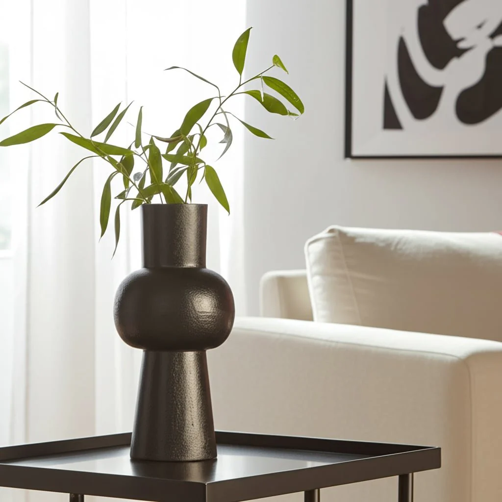 Metal,12"h, Mid Ellipsoid Vase,black - Image 13