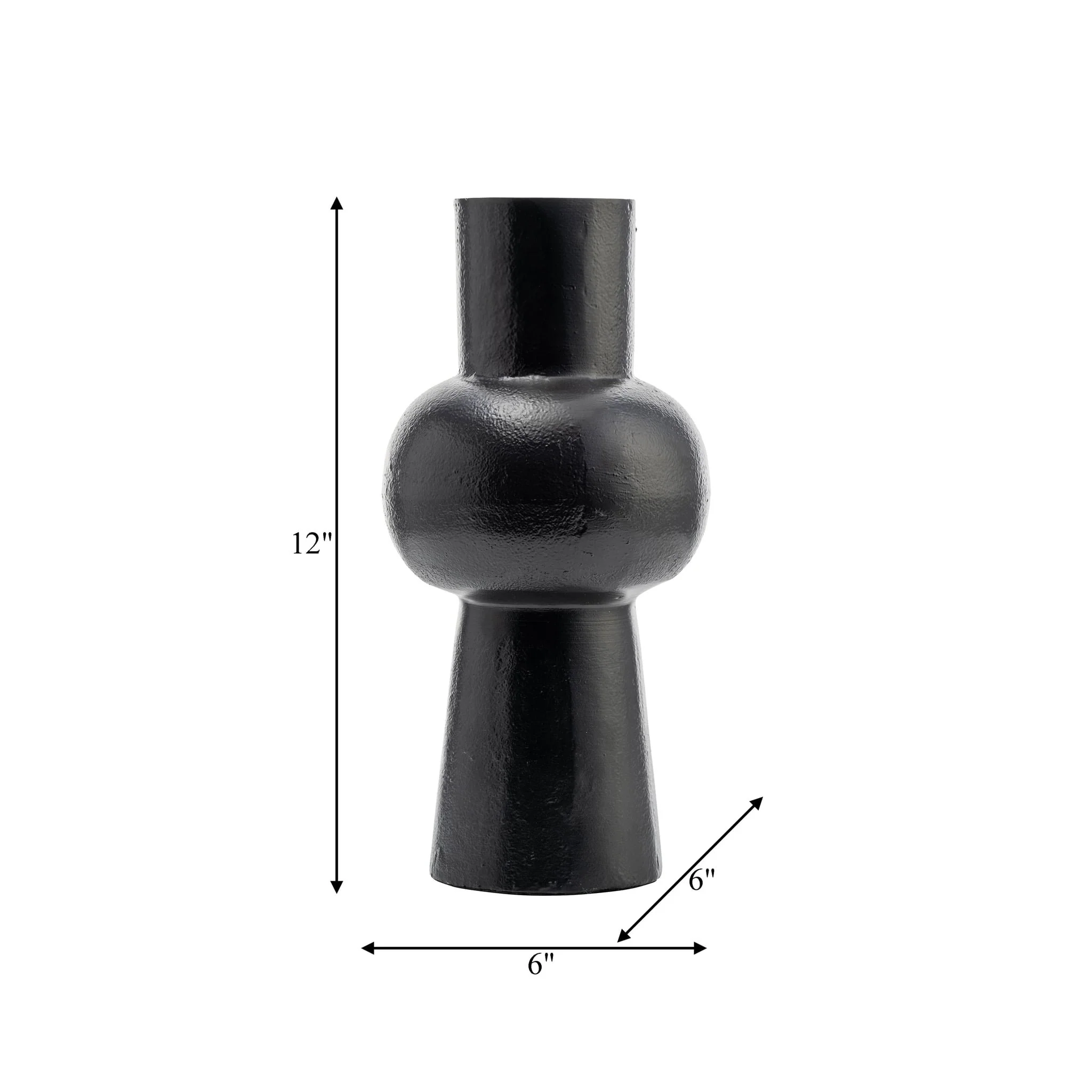Metal,12"h, Mid Ellipsoid Vase,black - Image 7
