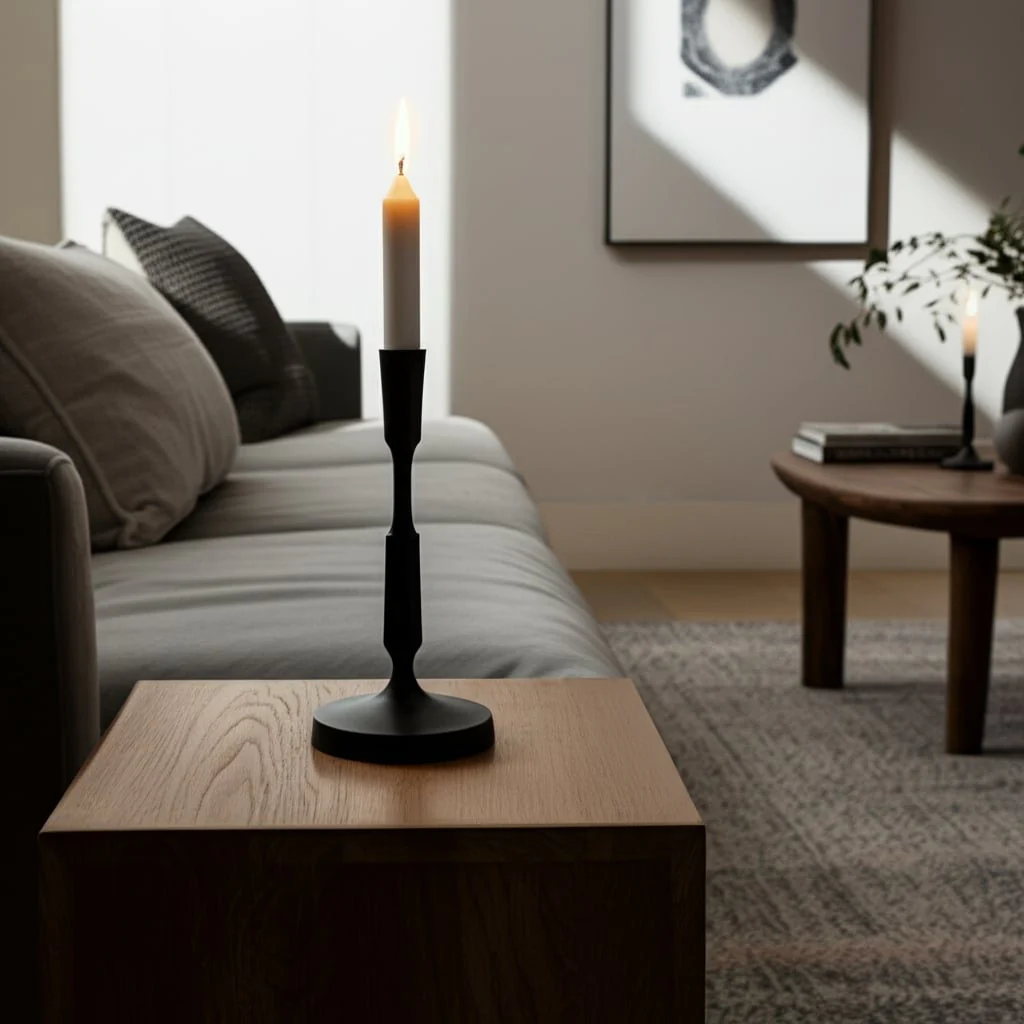 Metal, 12"h Taper Candle Holder, Black - Image 10
