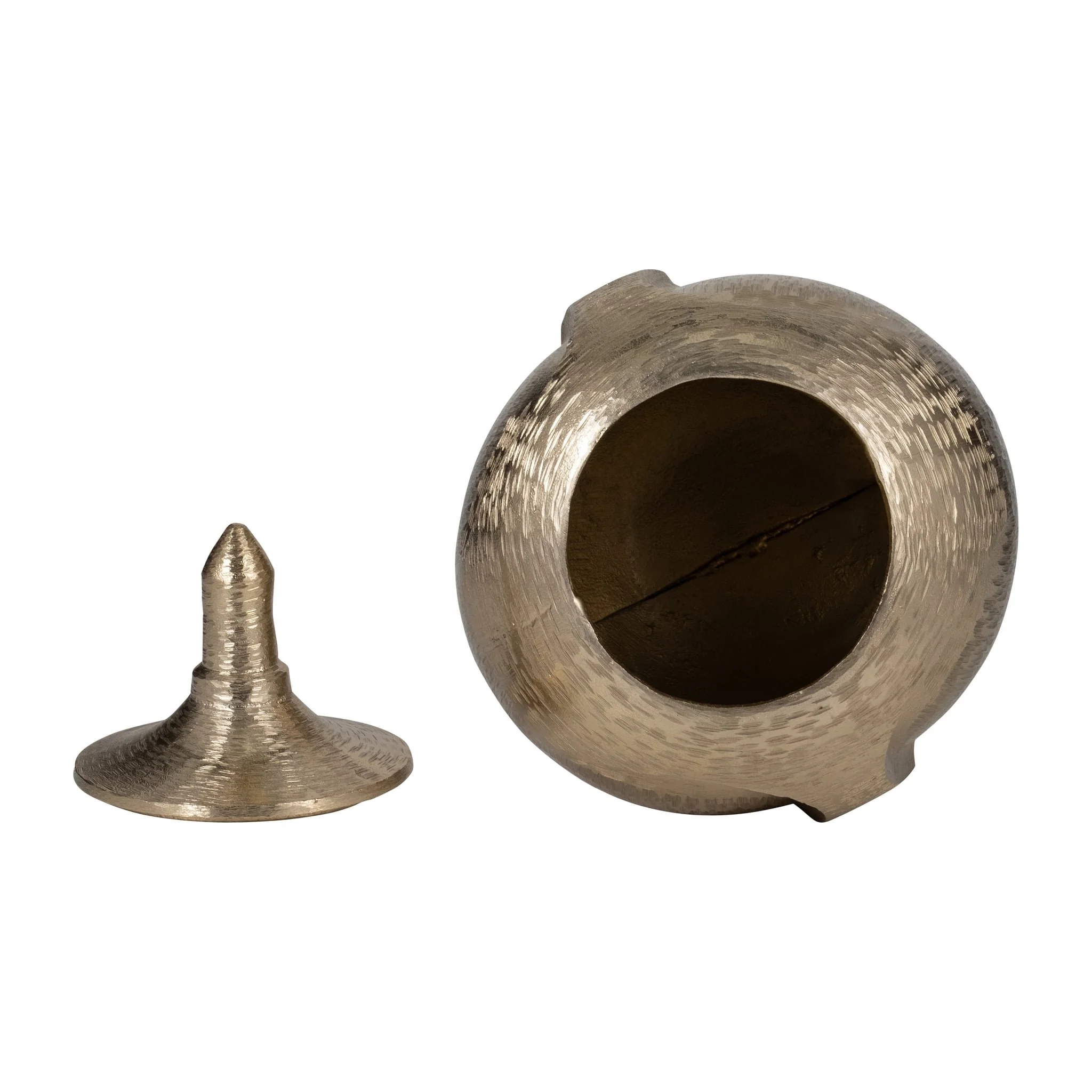 Metal, 13" Face Jar With Lid, Champagne - Image 6