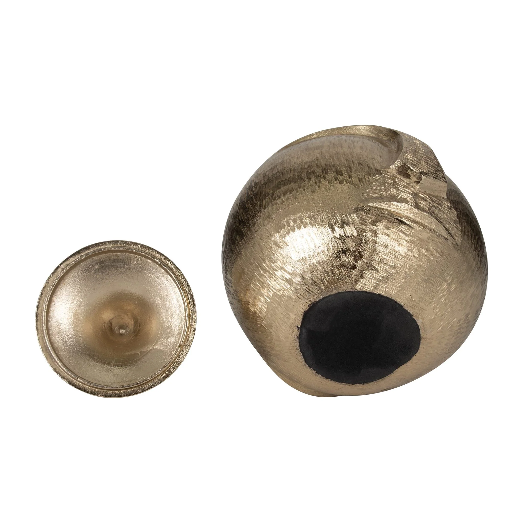 Metal, 13" Face Jar With Lid, Champagne - Image 7
