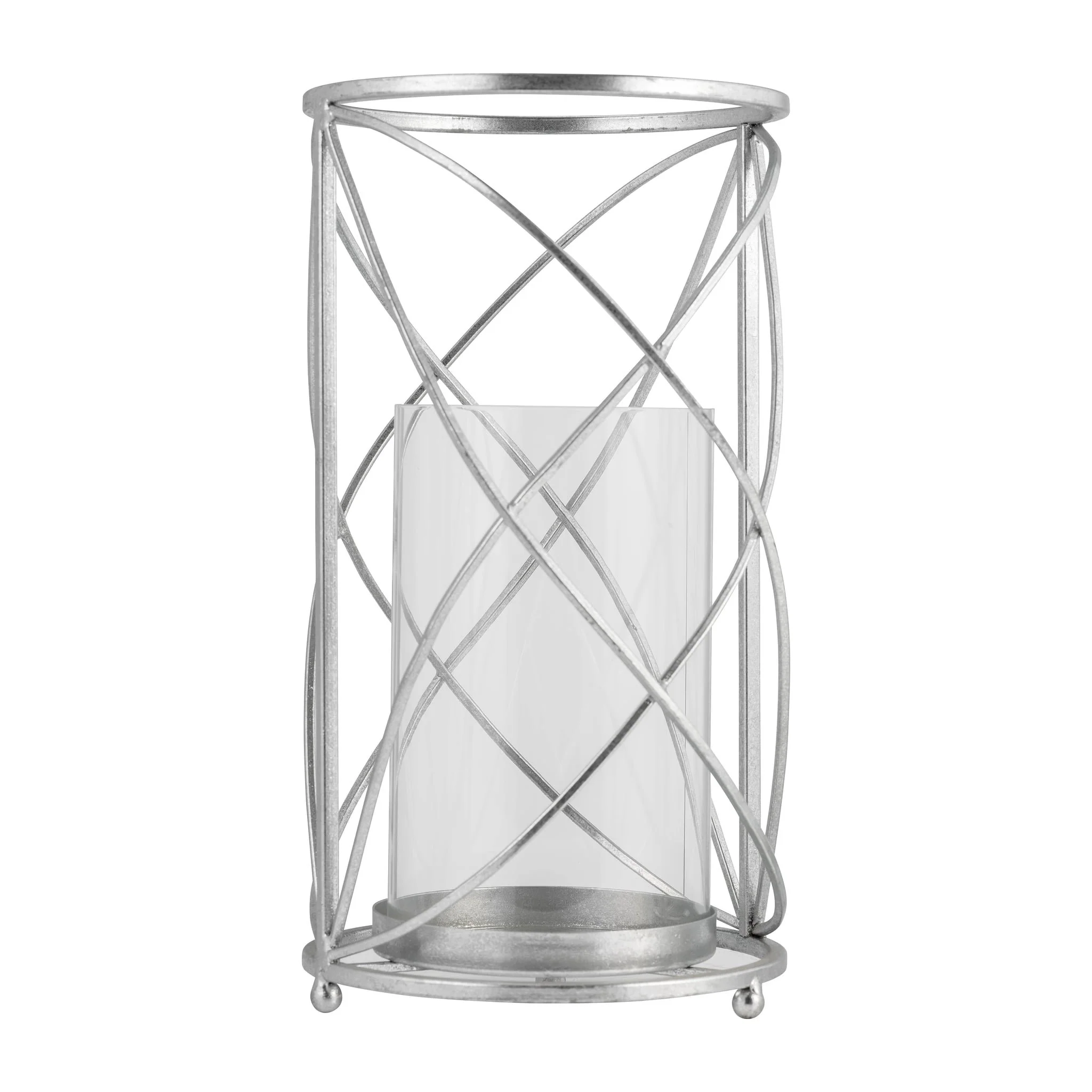 Metal 13" Hurricane Candle Holder, Silver - Image 3