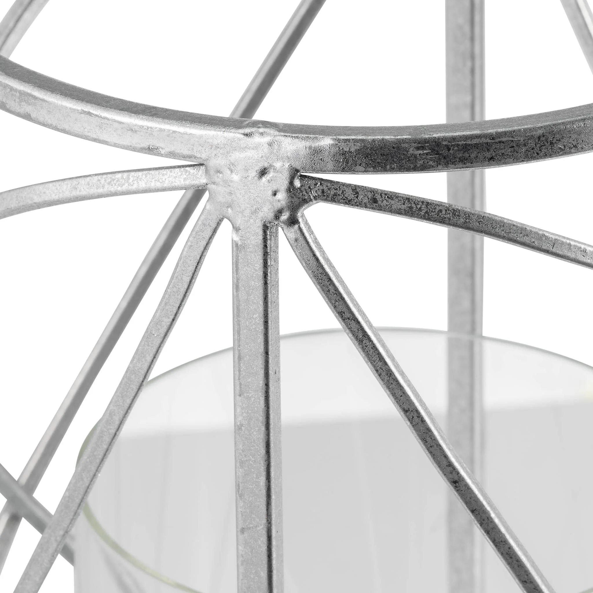 Metal 13" Hurricane Candle Holder, Silver - Image 4