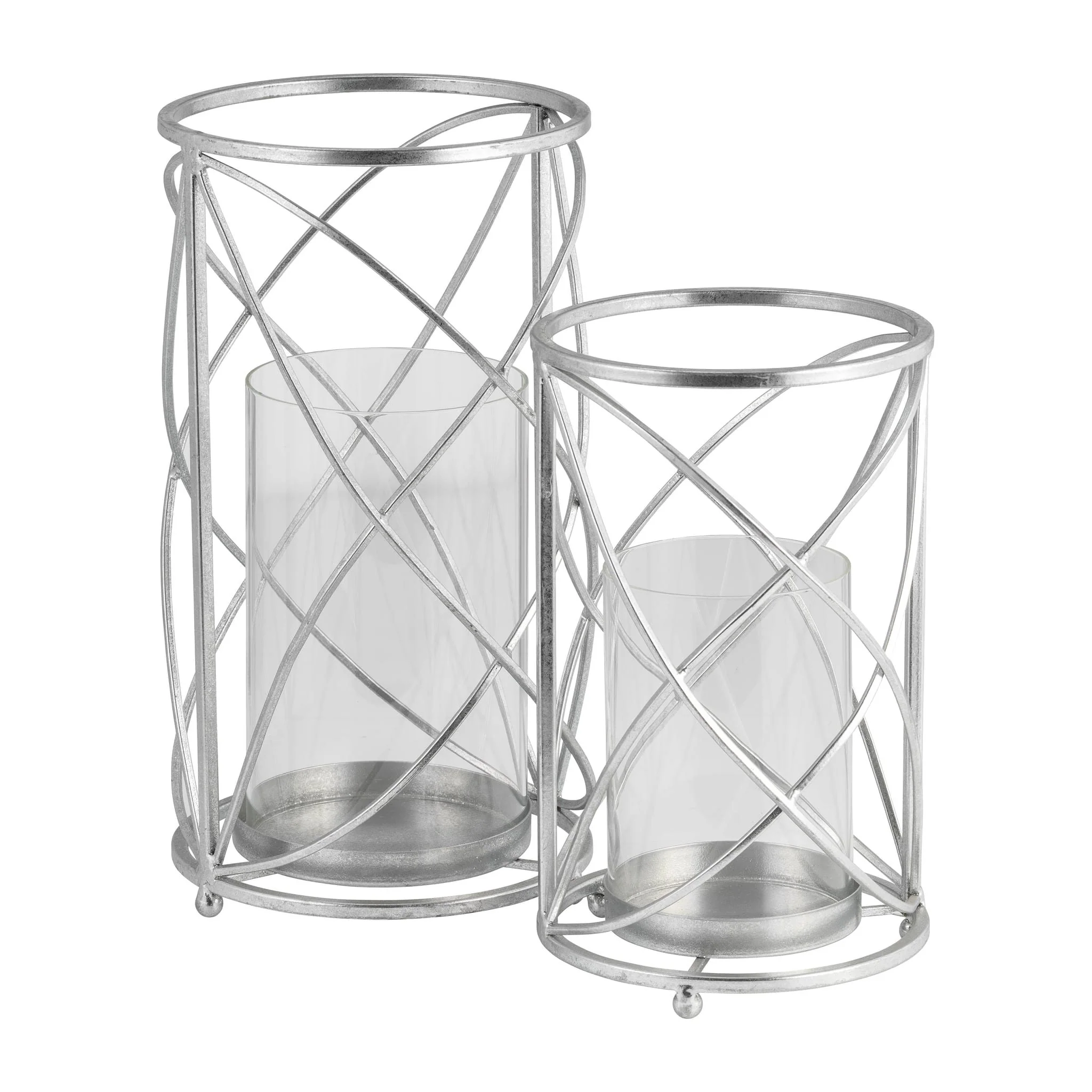Metal 13" Hurricane Candle Holder, Silver - Image 8