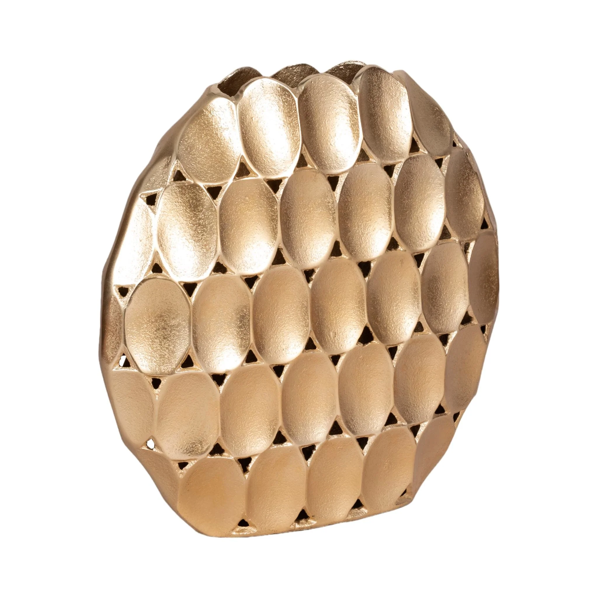 Metal, 13" Oval Vase, Champagne - Image 3