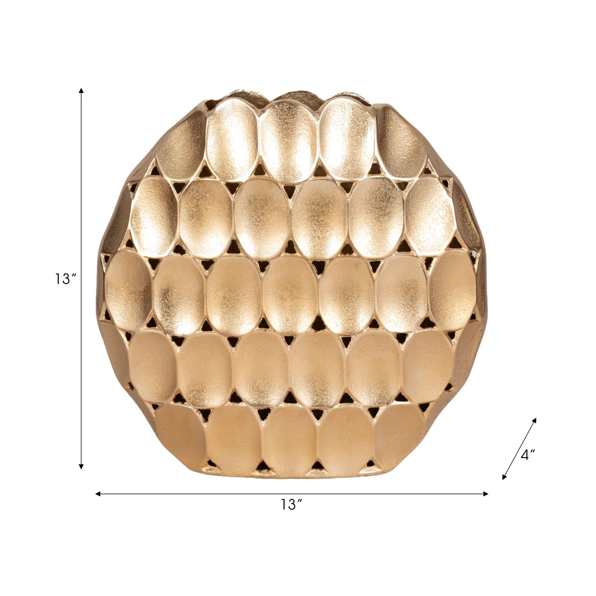 Metal, 13" Oval Vase, Champagne - Image 9