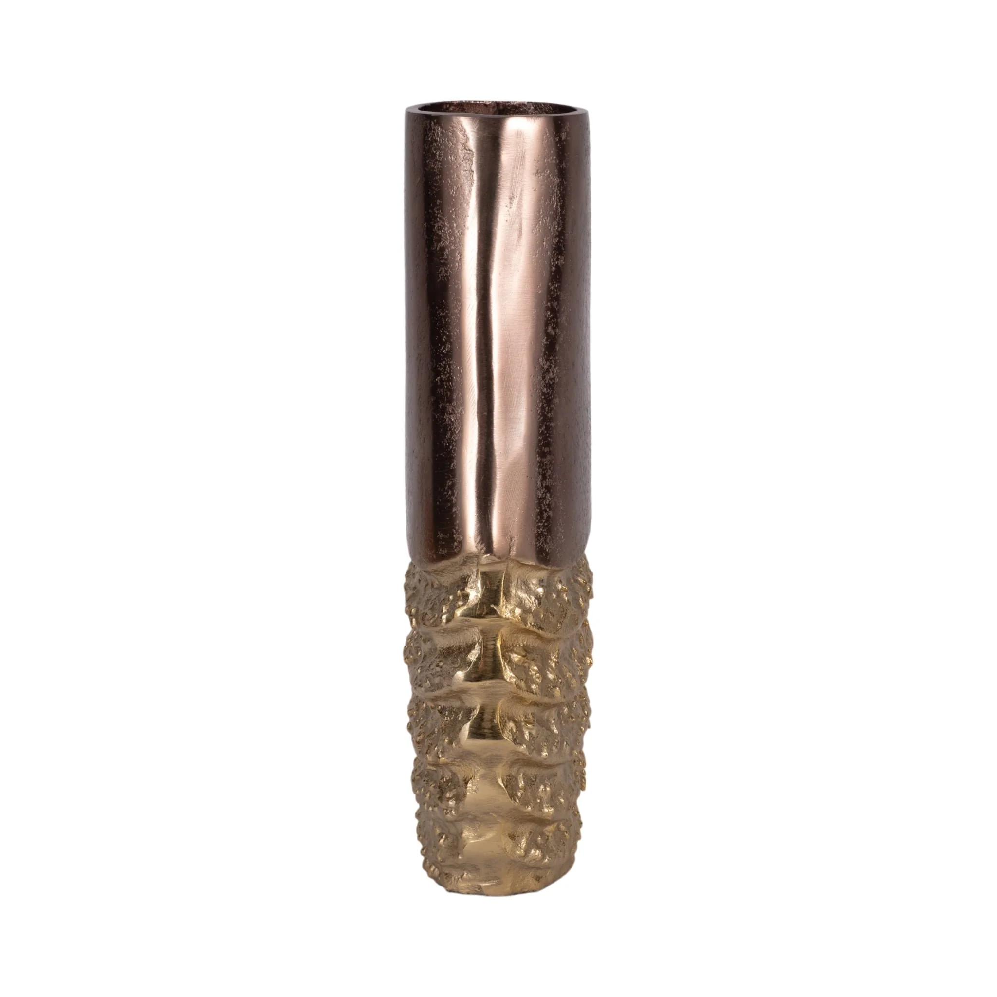 Metal, 13" Ridged Tall Vase, Black/gold - Image 4