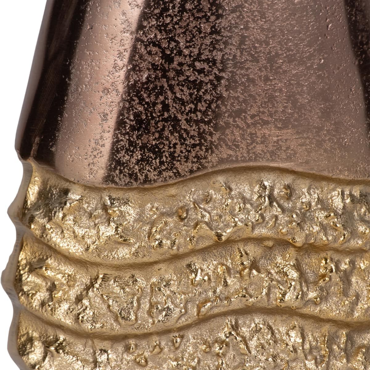 Metal, 13" Ridged Tall Vase, Black/gold - Image 5