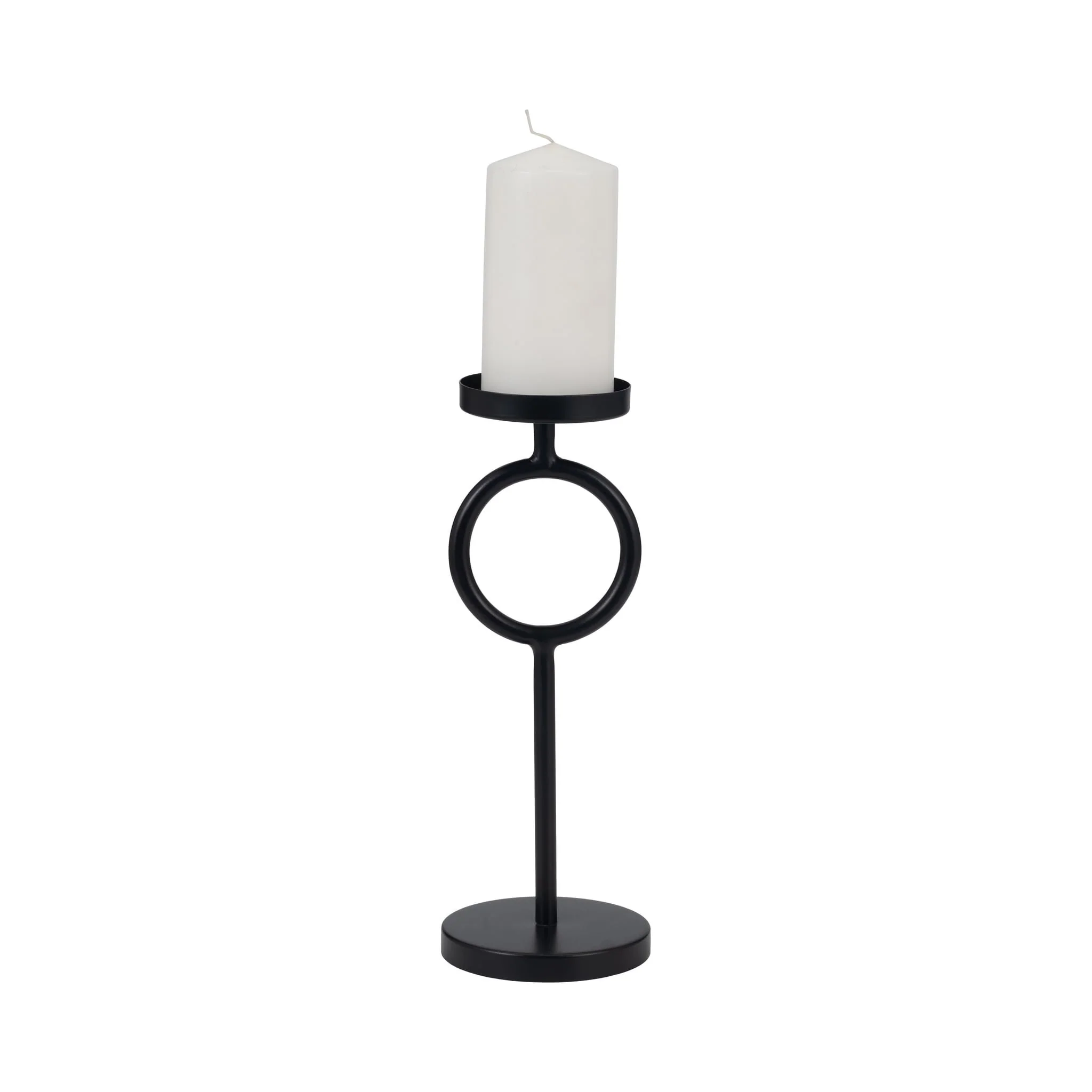 Metal, 13"h Ring Candle Holder, Black - Image 2