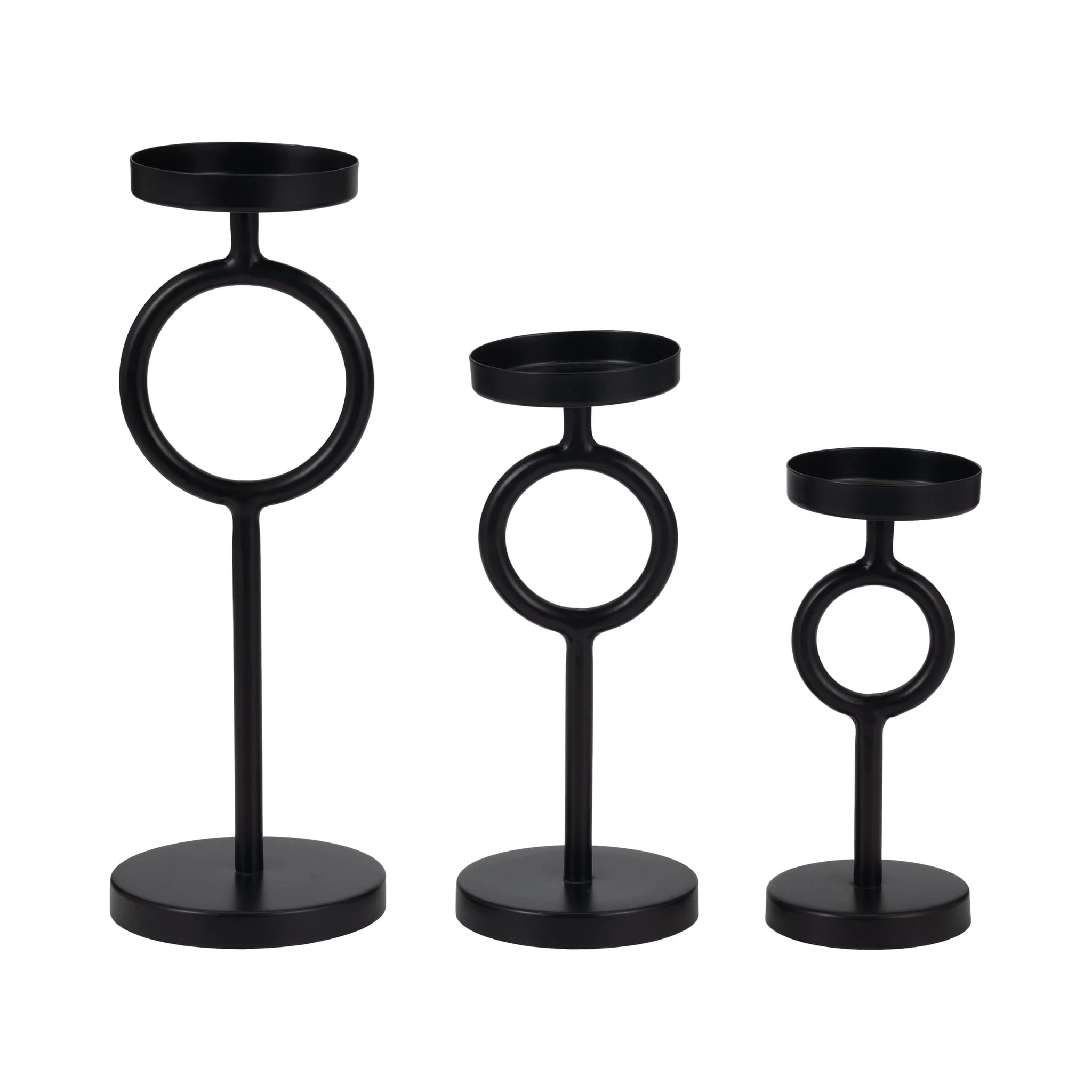 Metal, 13"h Ring Candle Holder, Black - Image 8