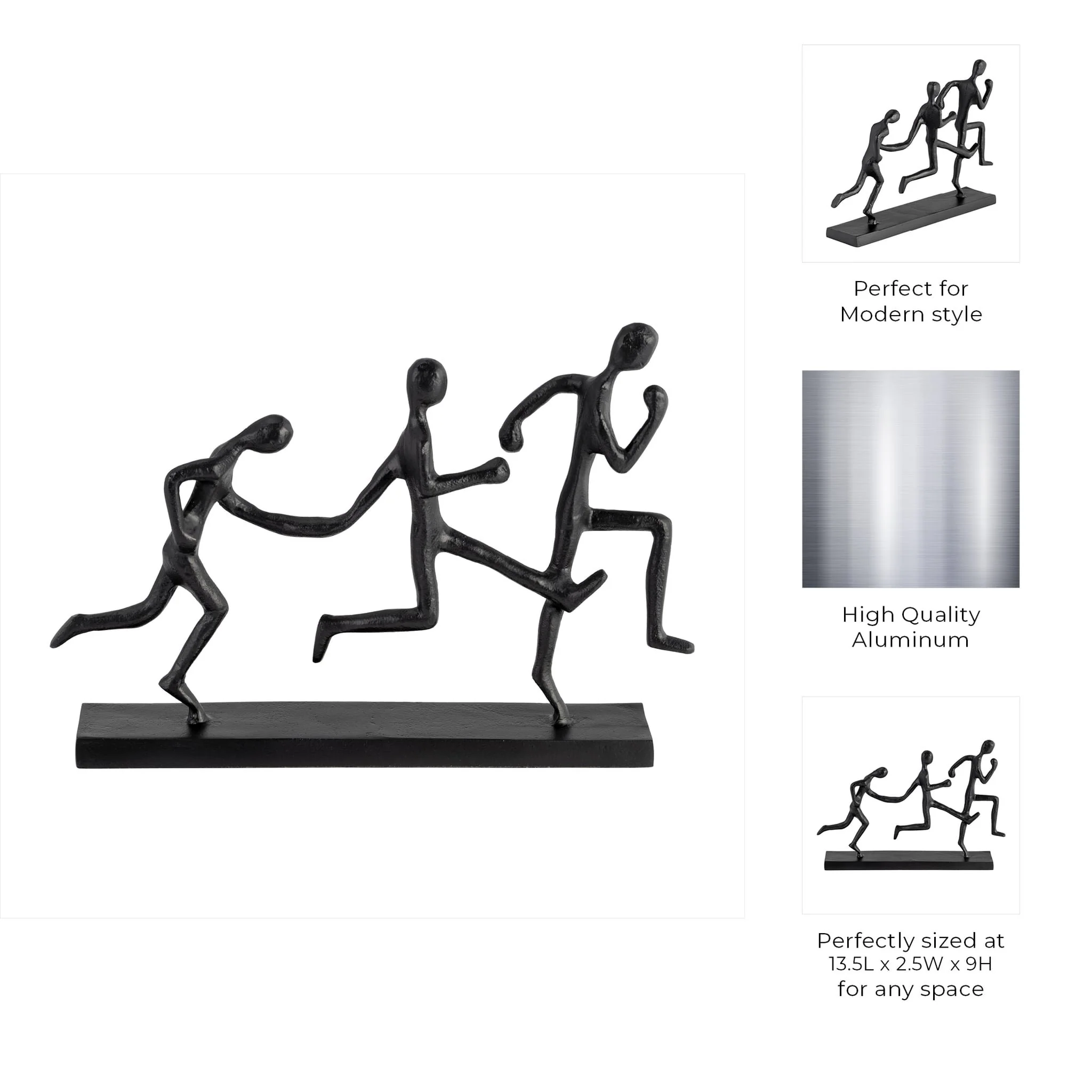 Metal, 13"l 3-man Running, Black - Image 8