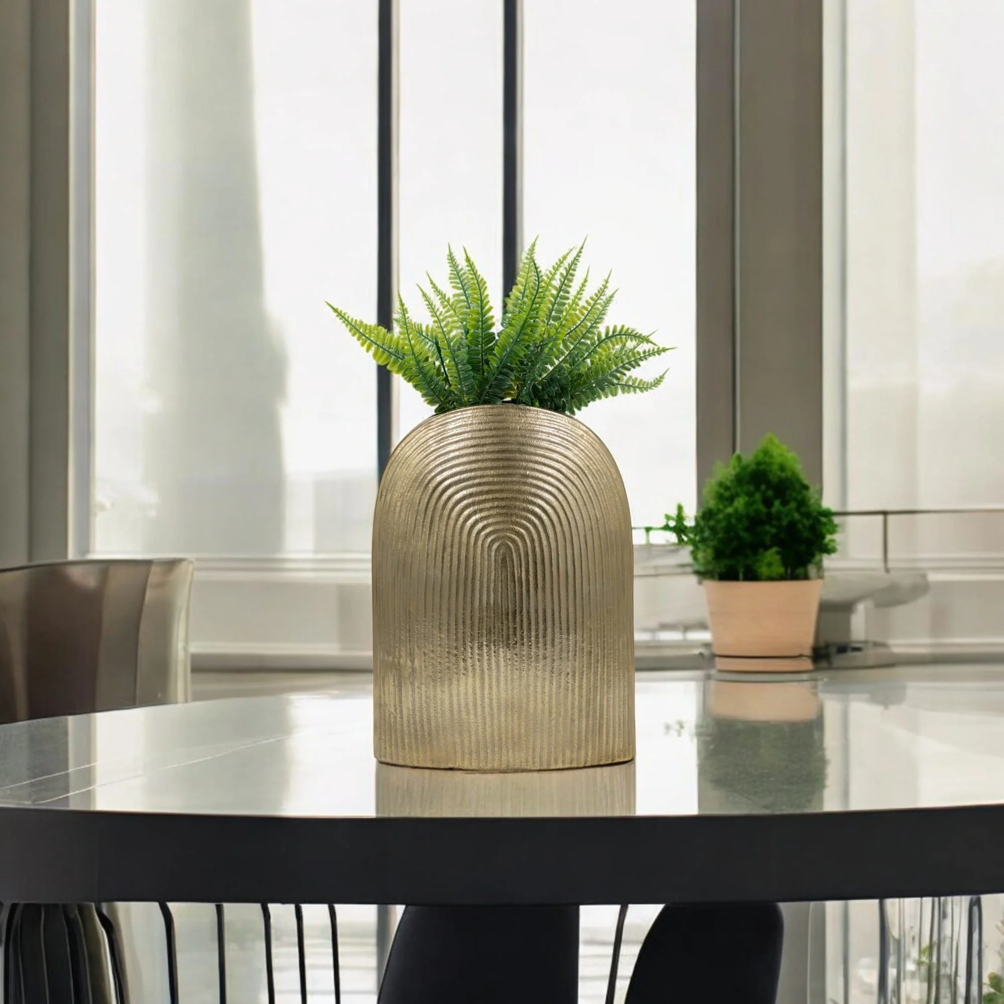 Metal, 14" Arch Vase, Champagne - Image 12
