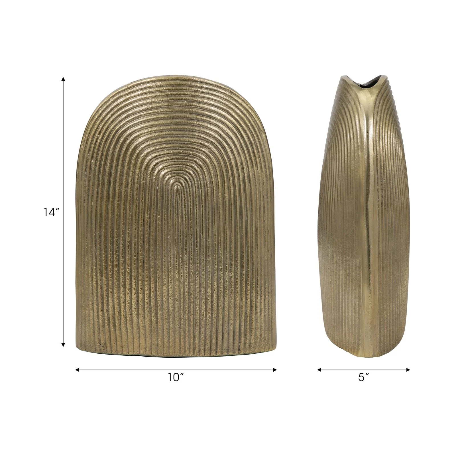 Metal, 14" Arch Vase, Champagne - Image 9