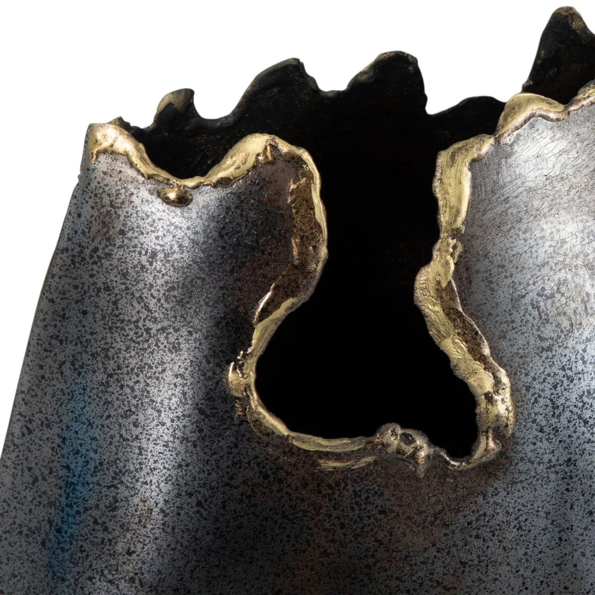Metal, 14" Chipped Vase, Black - Image 5