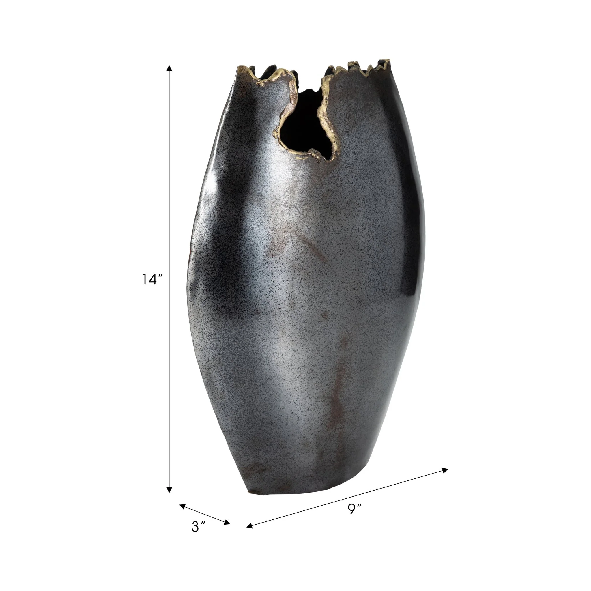Metal, 14" Chipped Vase, Black - Image 9