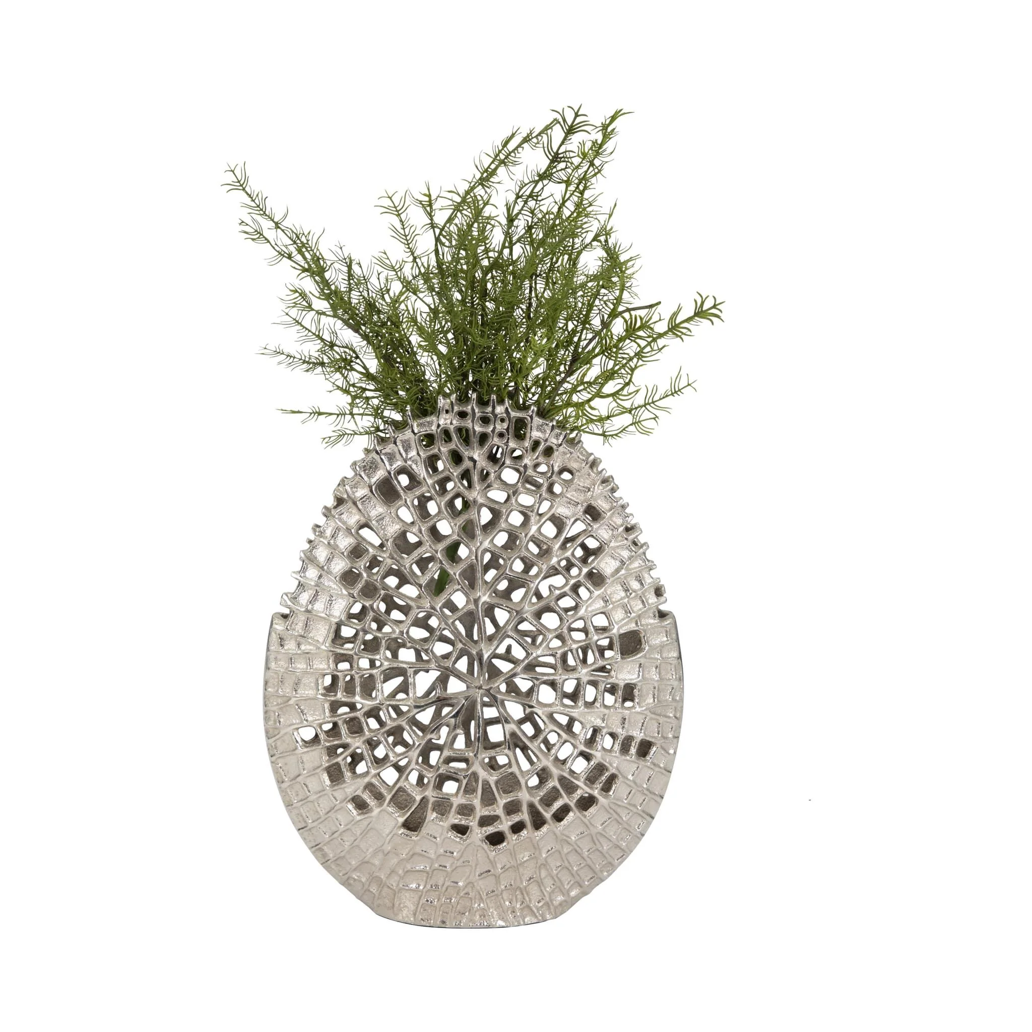 Metal, 14" Contemporary Vase, Silver - Image 2