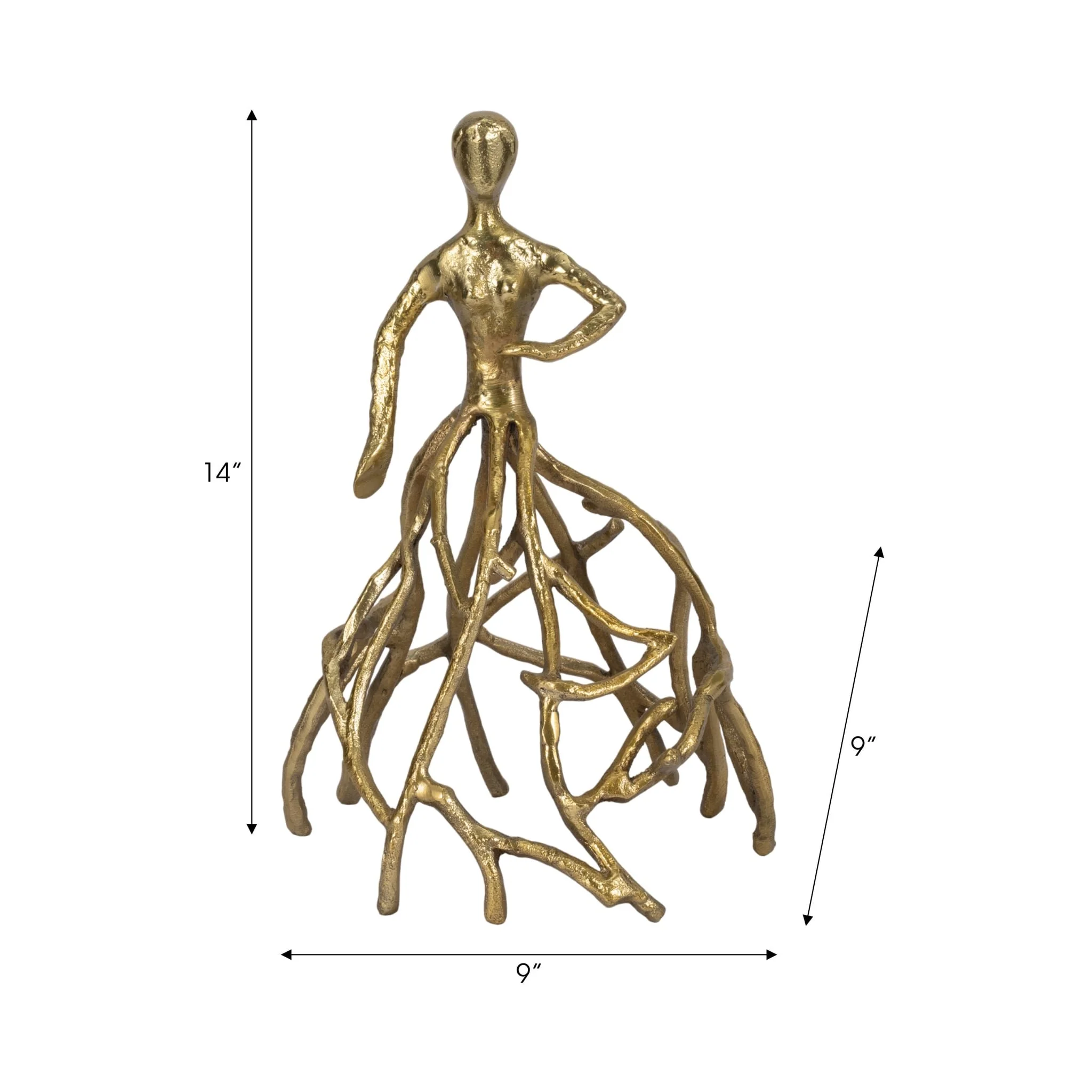 Metal, 14" Dancing Lady, Gold - Image 8