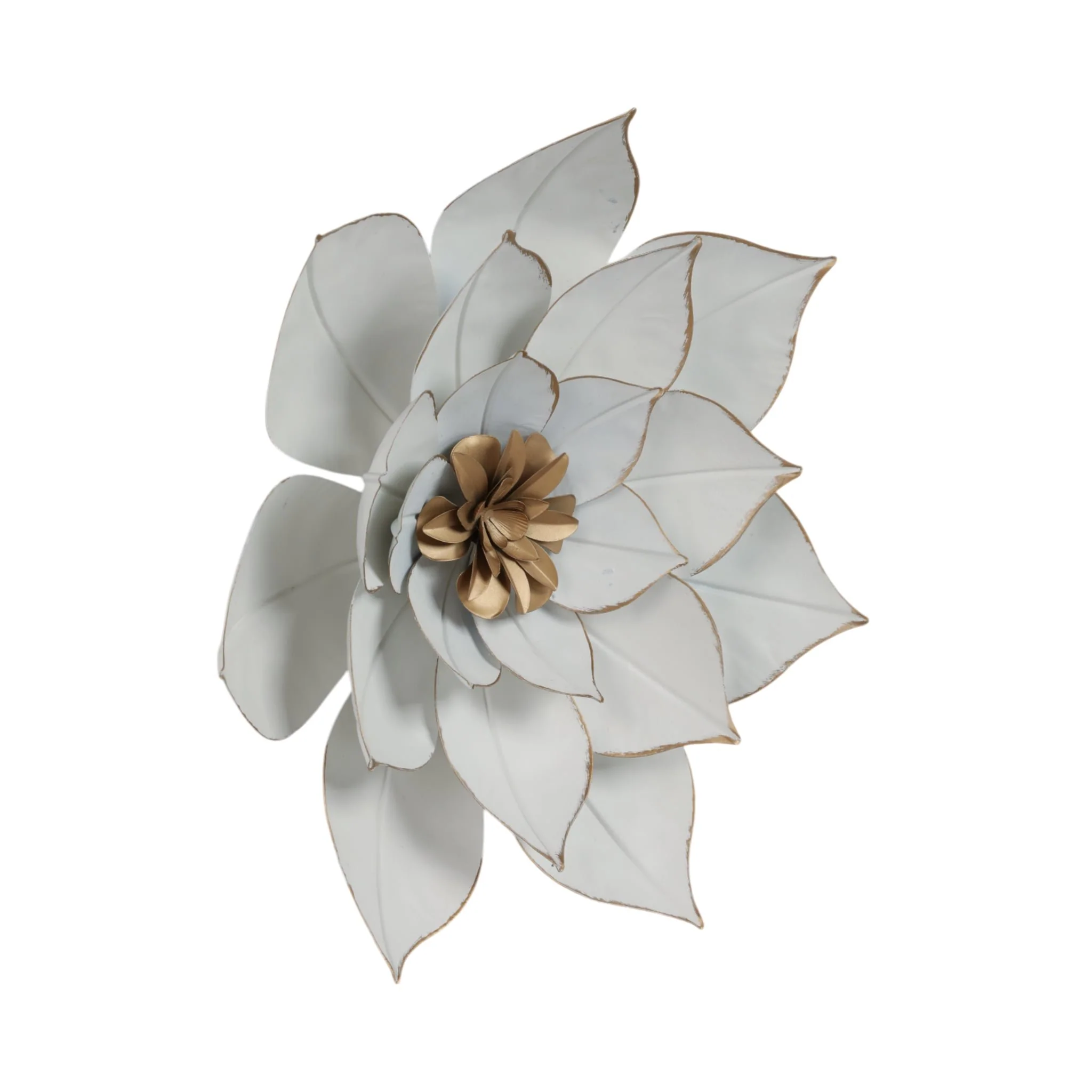 Metal 14" Lotus Wall Deco, White/gold - Image 2