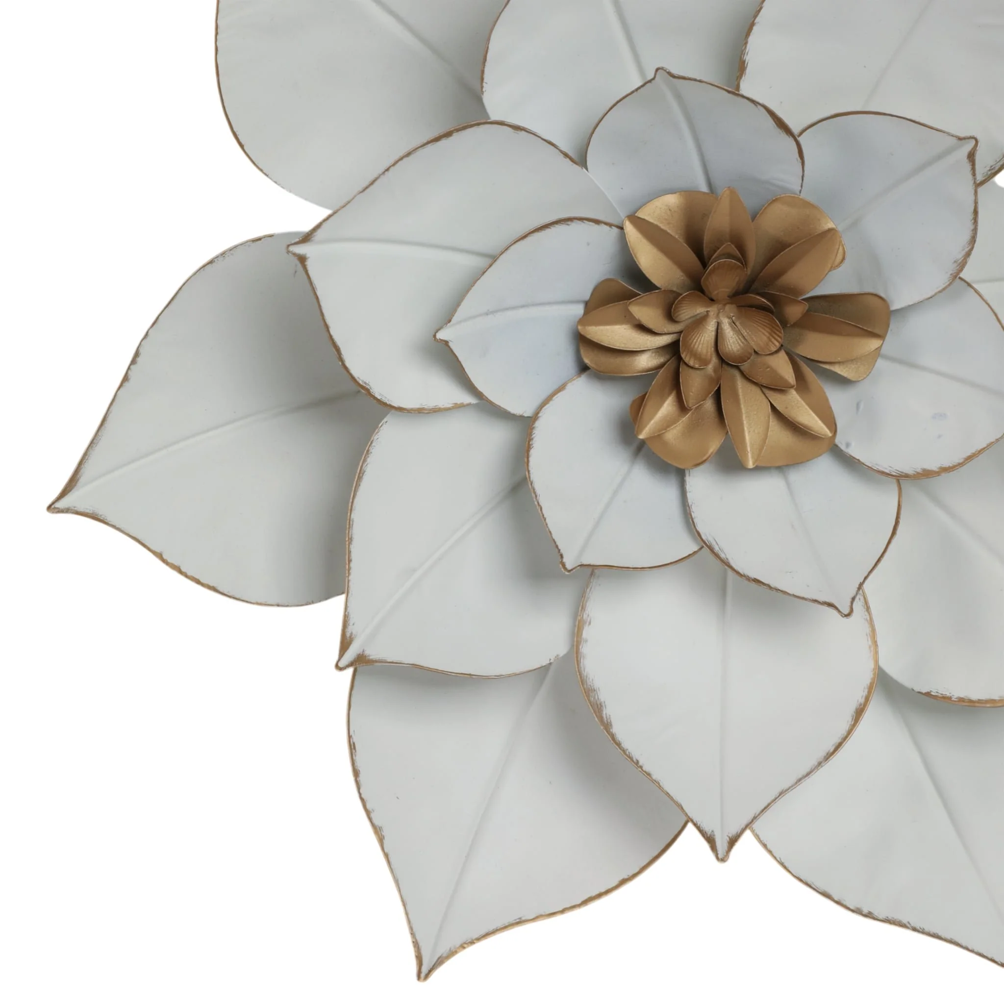 Metal 14" Lotus Wall Deco, White/gold - Image 5
