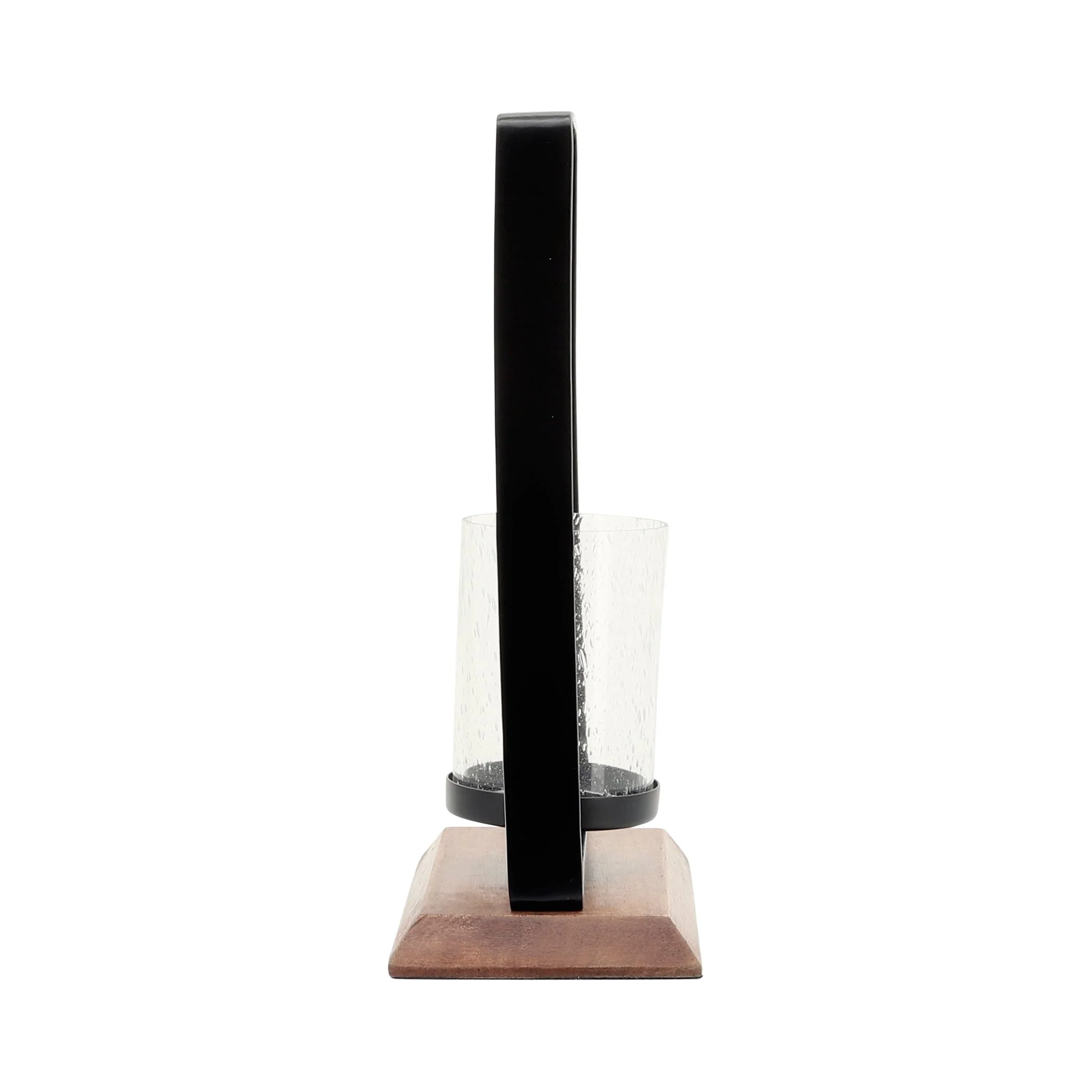 Metal, 14"h Hurricane W/ Wood Base, Black - Image 3
