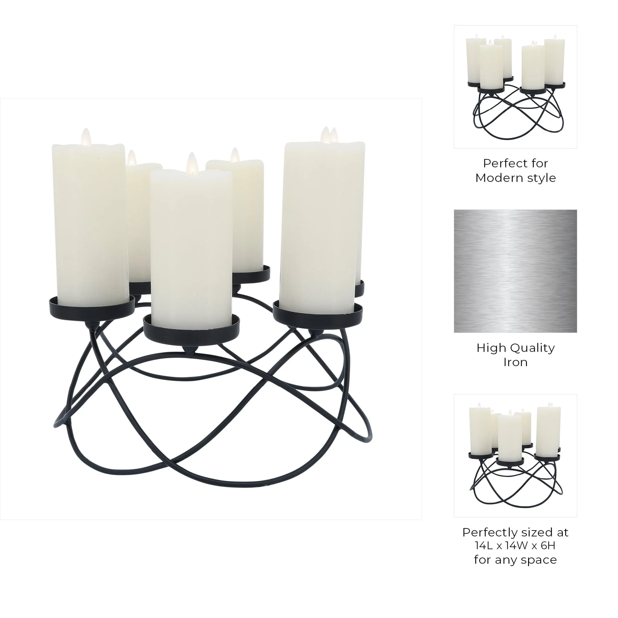 Metal, 14"l 6-pillar Holders, Black - Image 9