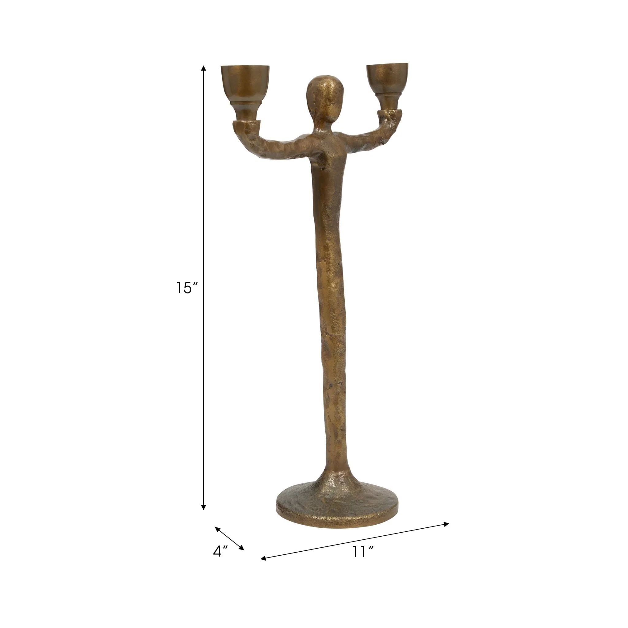 Metal, 15" 2 Taper Candelabra, Gold - Image 9