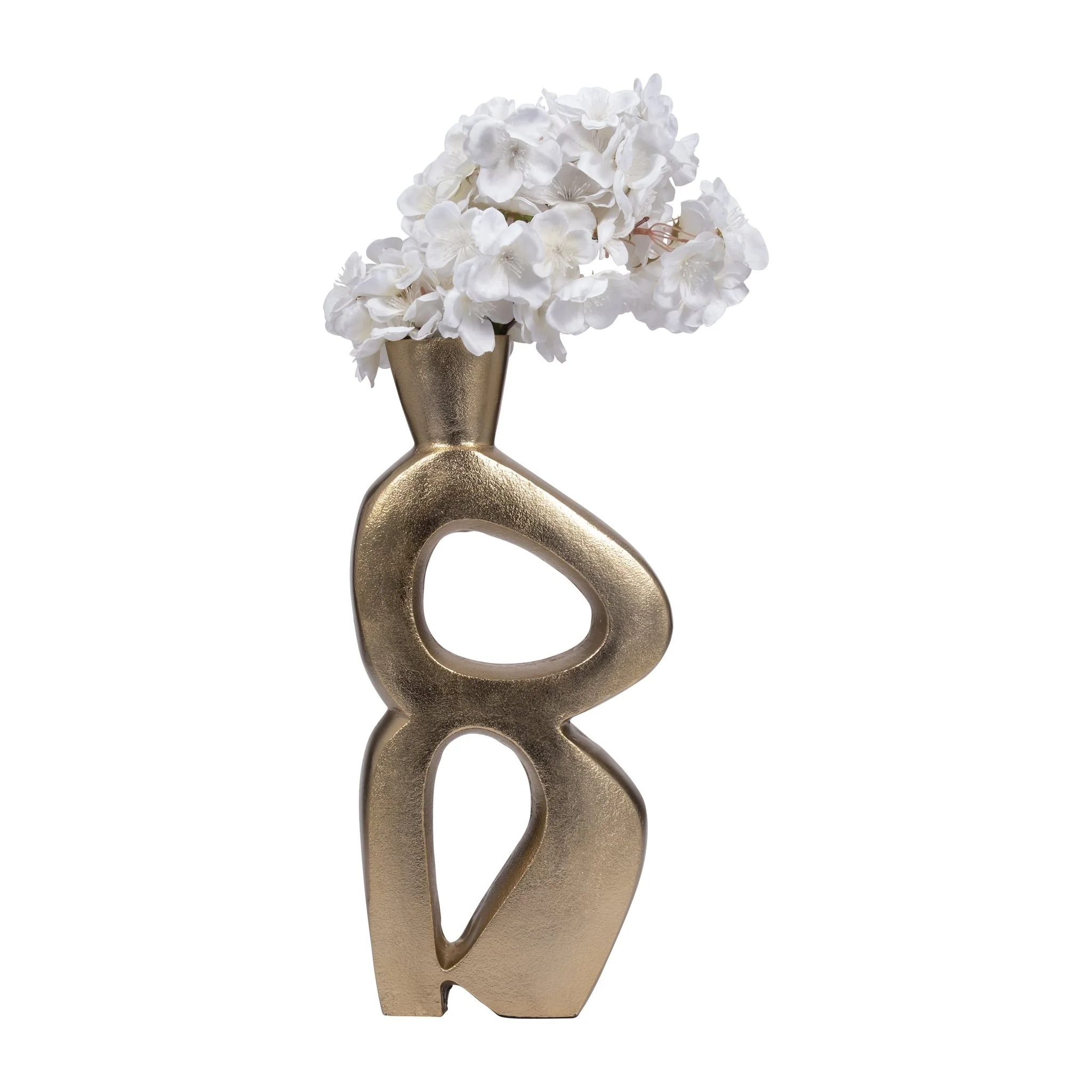 Metal, 15" Abstract Vase, Gold - Image 2
