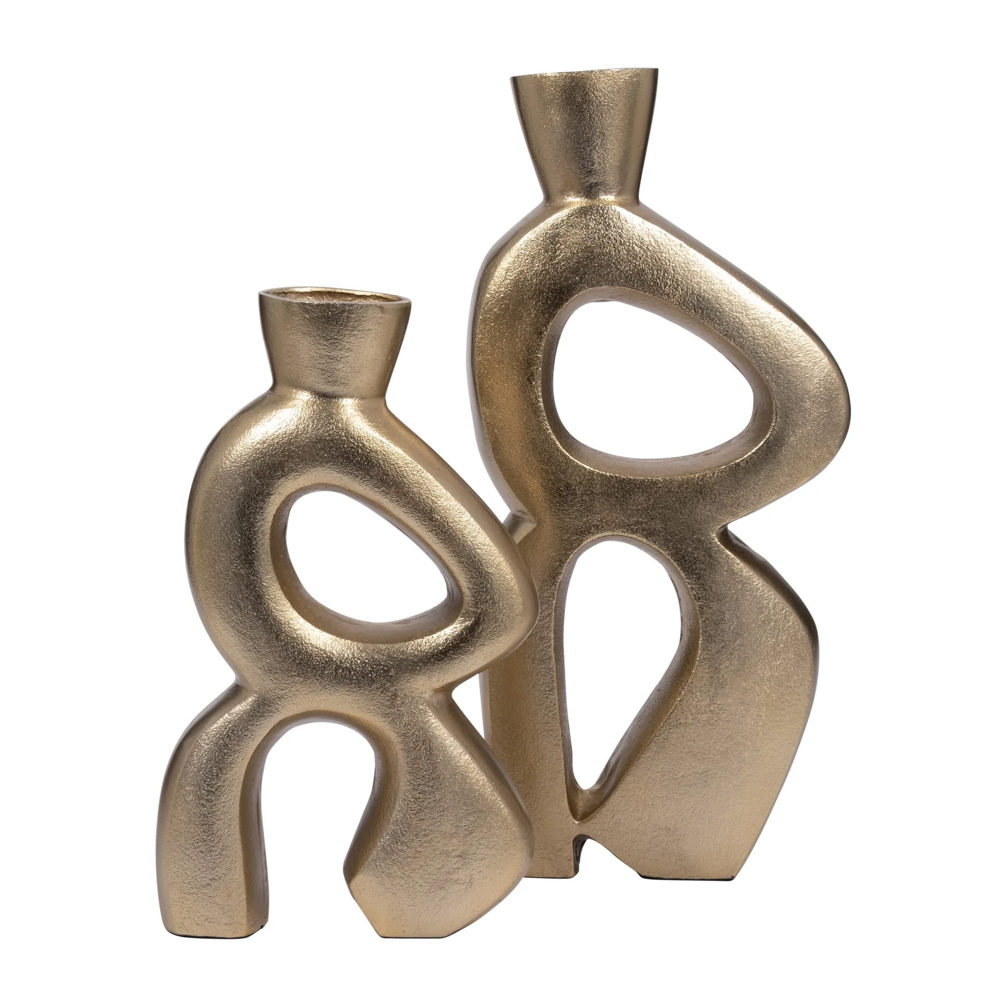 Metal, 15" Abstract Vase, Gold - Image 6