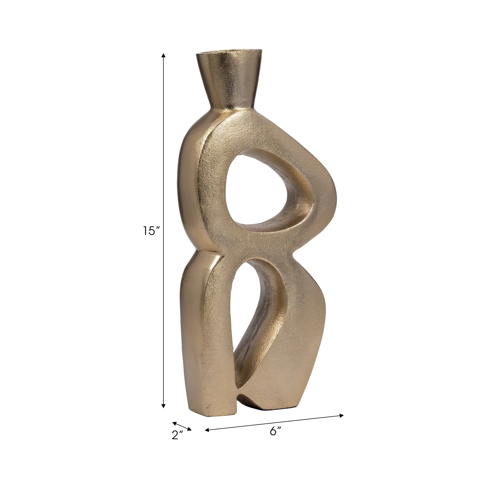 Metal, 15" Abstract Vase, Gold - Image 7