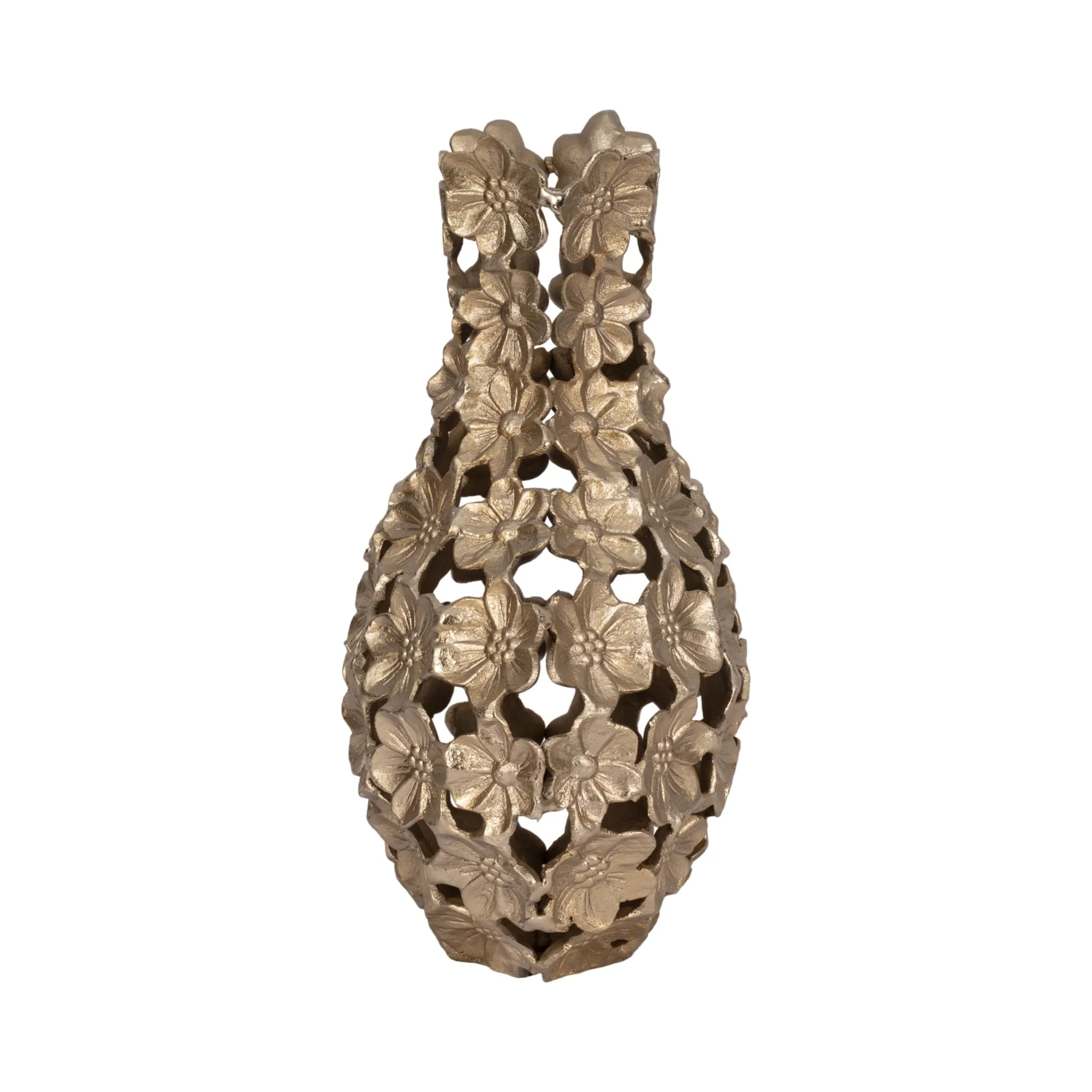 Metal, 15" Cut-out Flower Vase, Champagne - Image 4