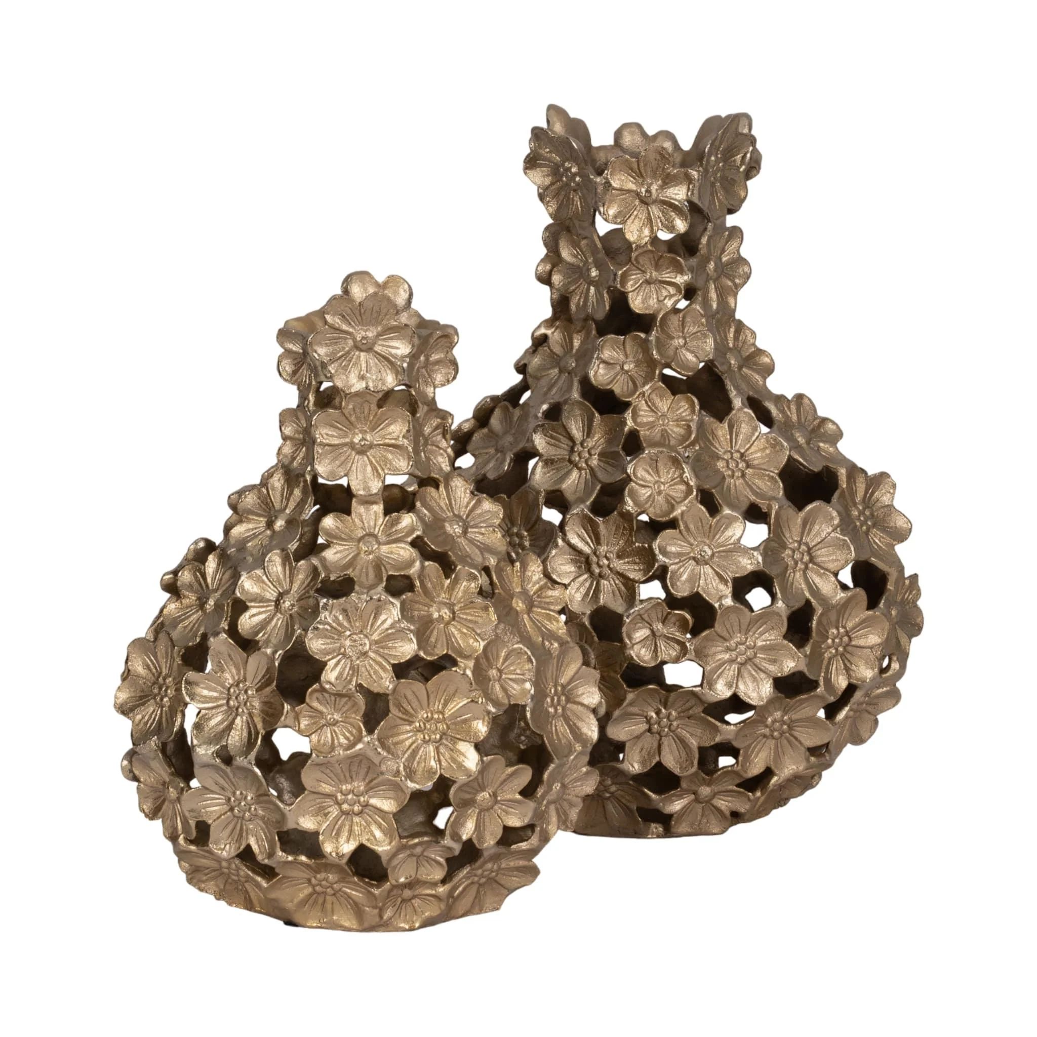 Metal, 15" Cut-out Flower Vase, Champagne - Image 8