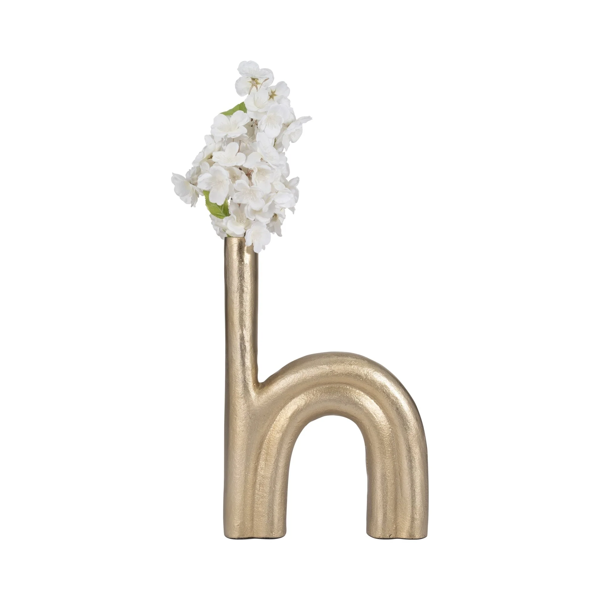 Metal, 15" Double Arch Vase, Champagne - Image 2
