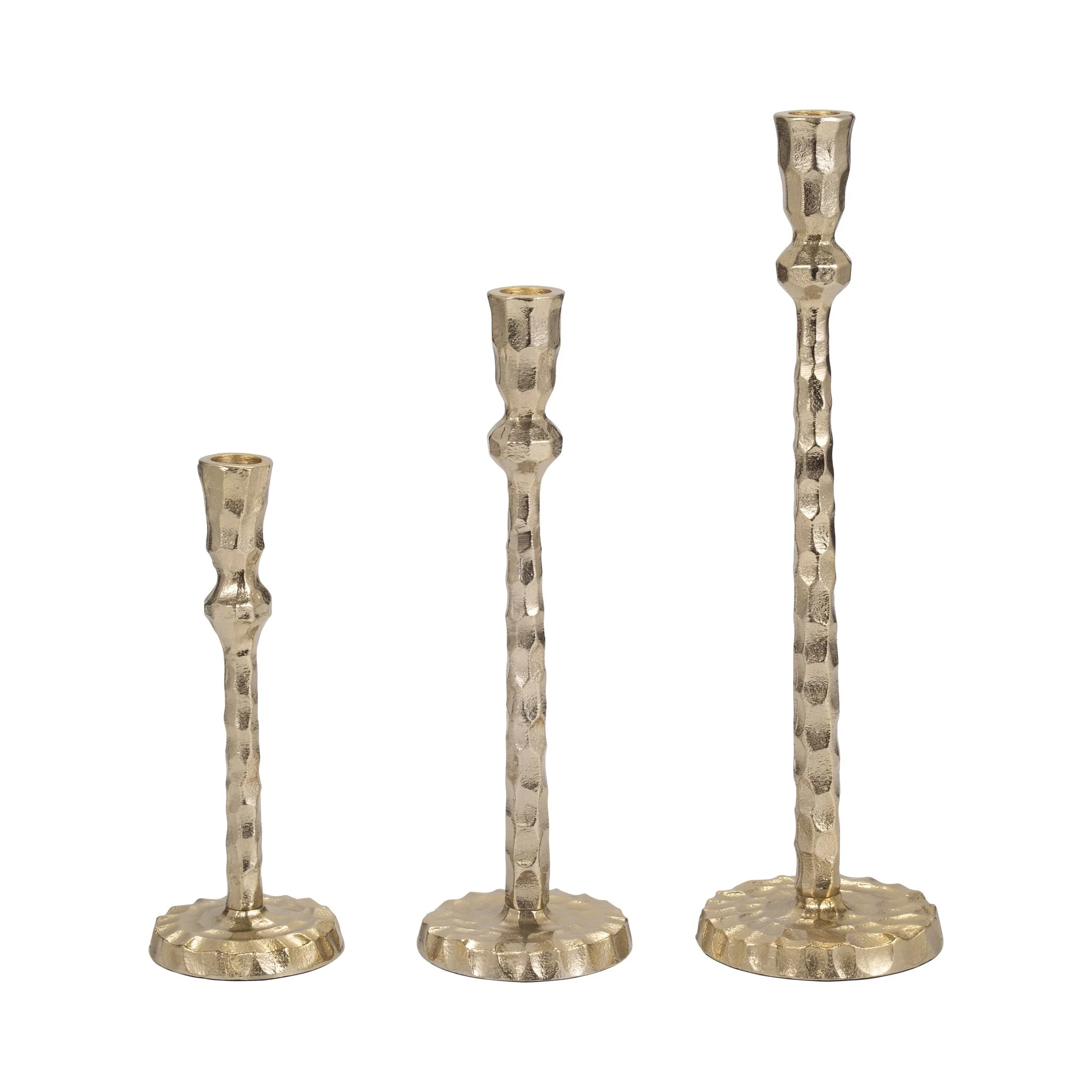 Metal, 15" Hammered Taper Candleholder, Gold - Image 7