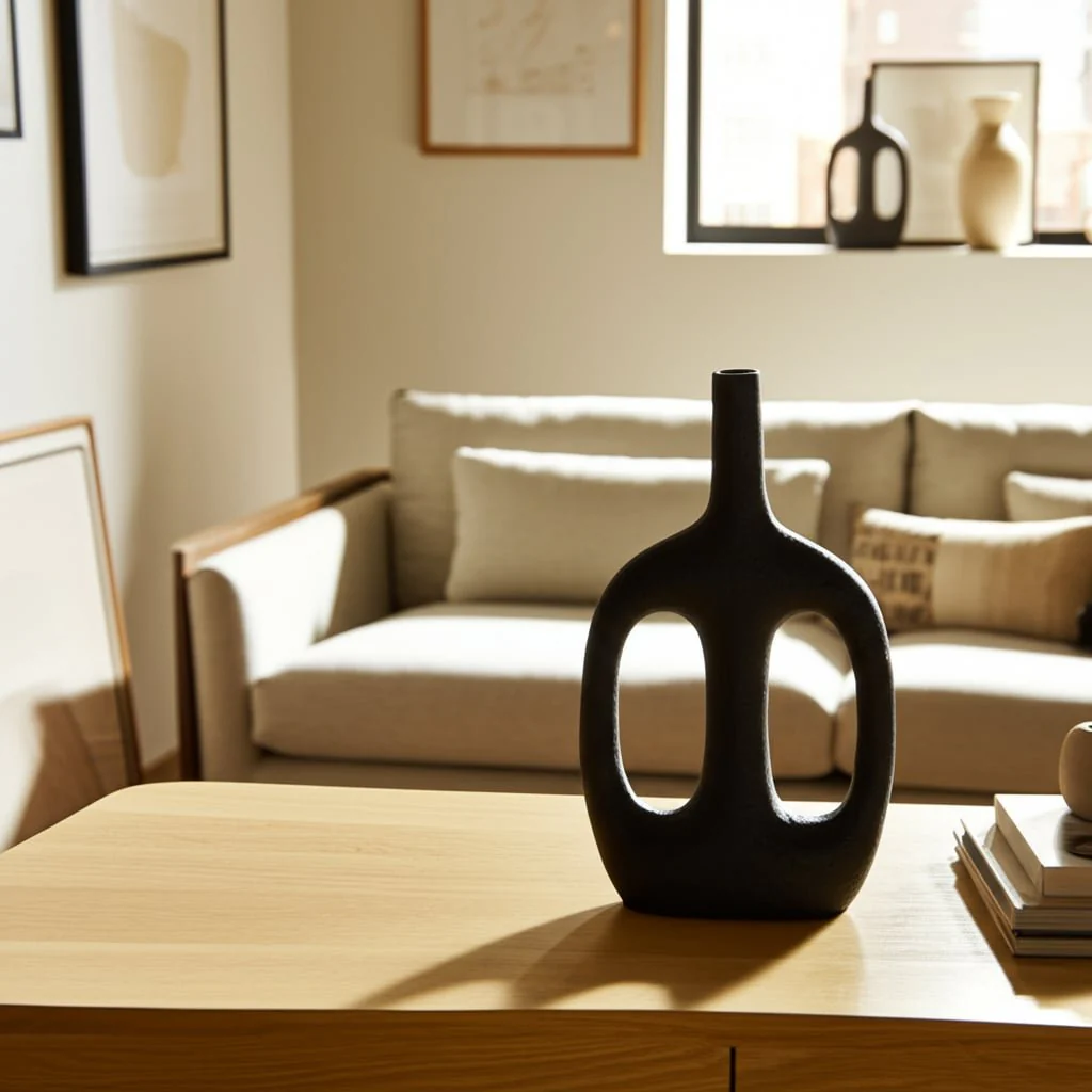 Metal,15", Hollow Handles Vase,black - Image 14
