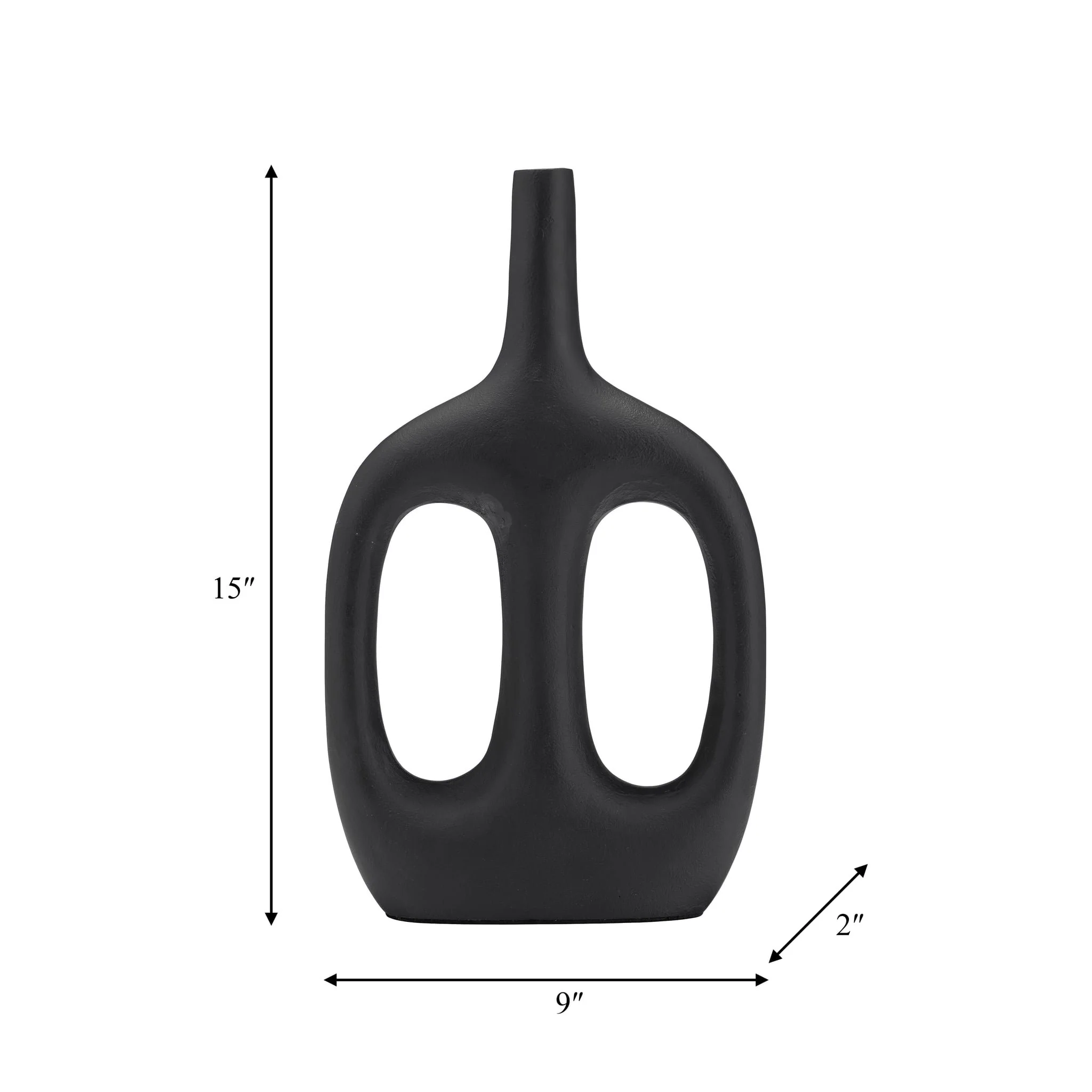 Metal,15", Hollow Handles Vase,black - Image 9