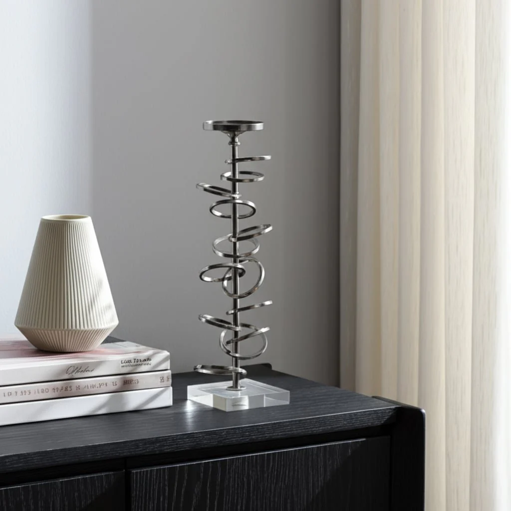 Metal, 15" Ring Toss On Acrylic Candleholder, Gunm - Image 11