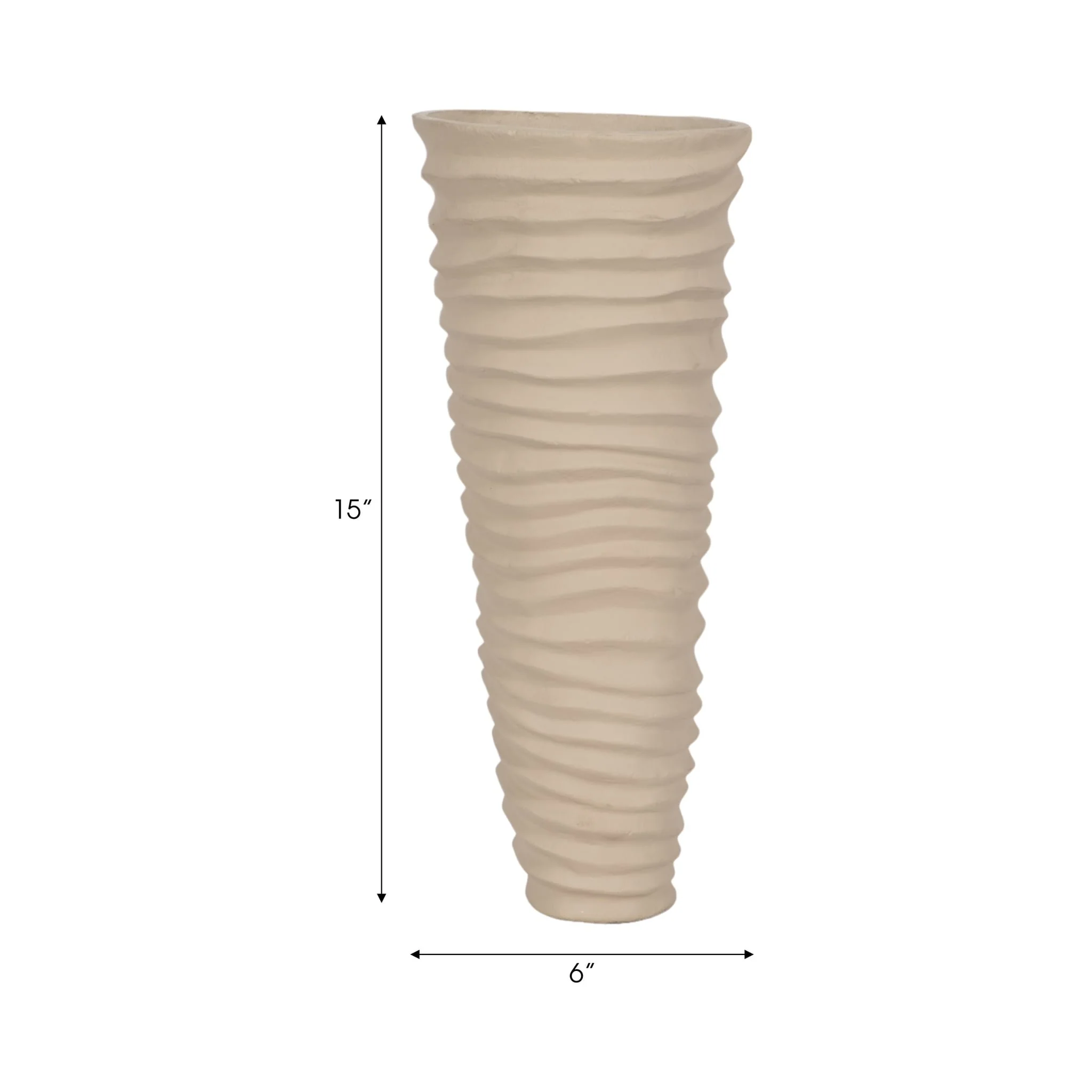 Metal 15", Rugged Vase, Ivory/nickel - Image 8