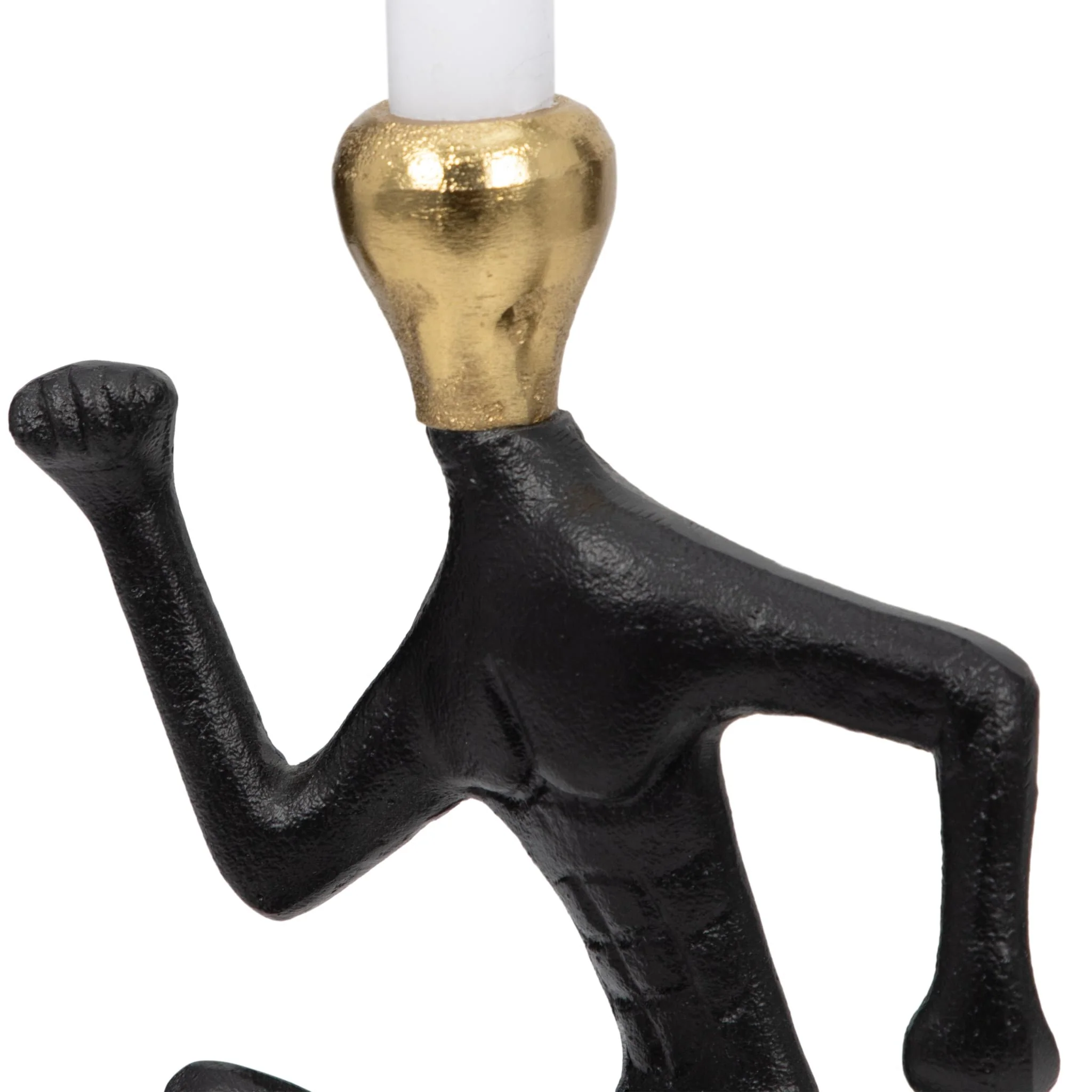 Metal, 15" Running Man Taper Candle Holder, Gold/b - Image 6