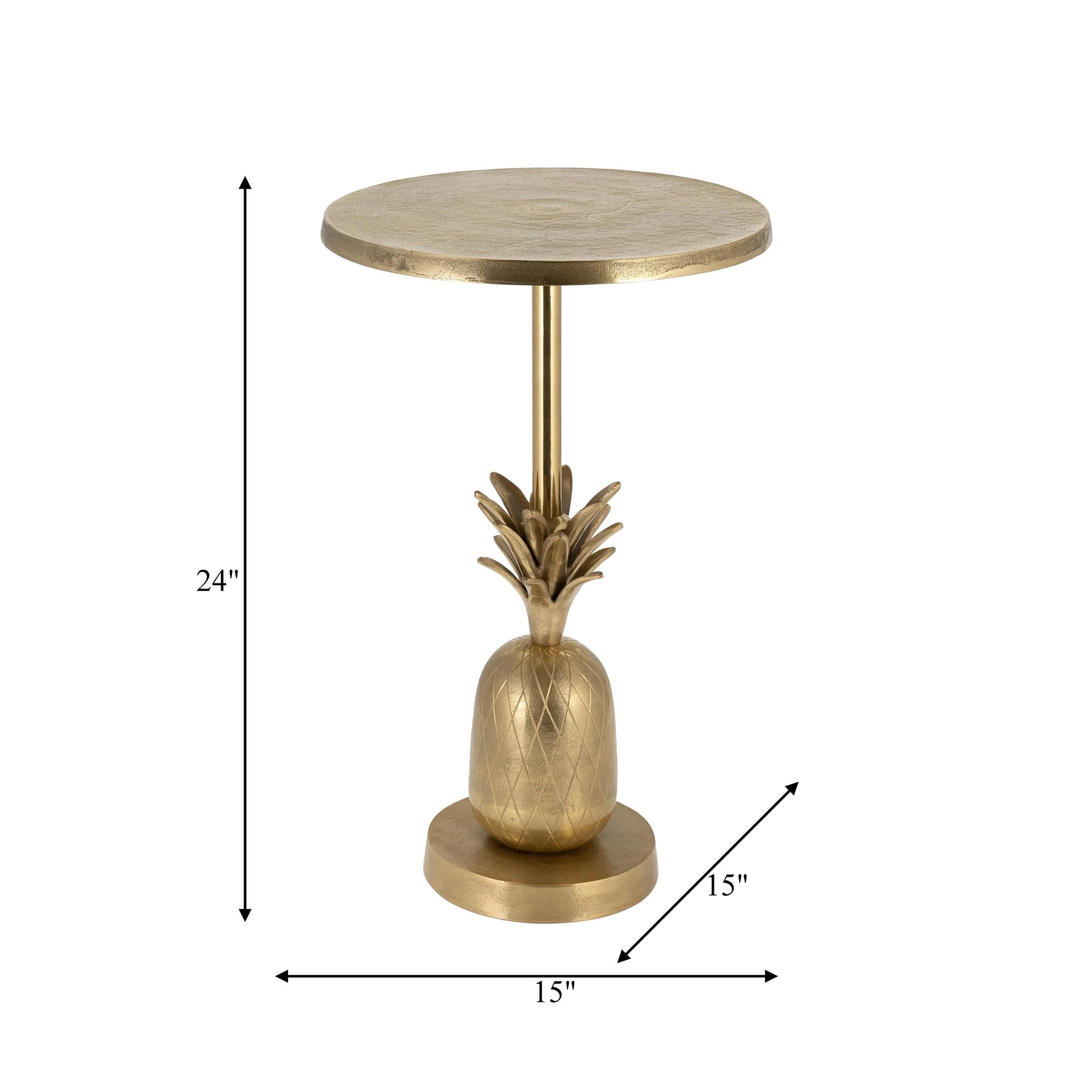 Metal, 15"d/24"h, Gold Pineapple Side Table, Kd - Image 6