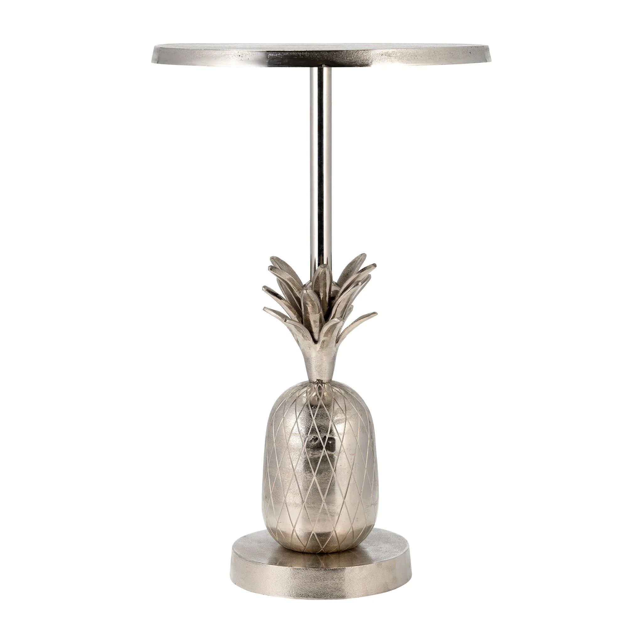 Metal, 15"d/24"h, Silver Pineapple Side Table, Kd - Image 2